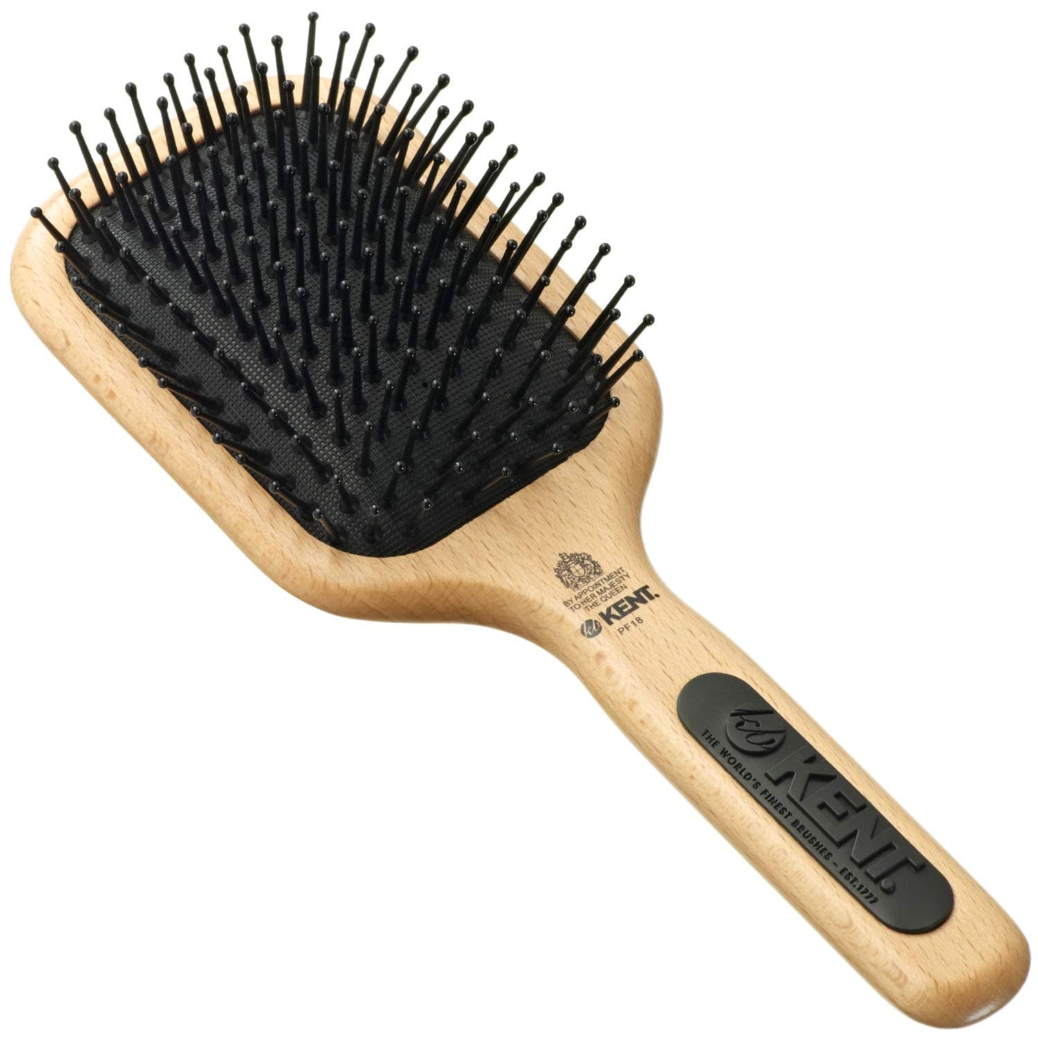 Kent PF18 Medium Cushion Paddle Hair Brush, Taming Fine Pins Hair Detangle Brush for Long Thick and Curly Hair, Scalp Massager and Growth Stimulator, Wet or Dry Hair Detangling Brush. Made in England