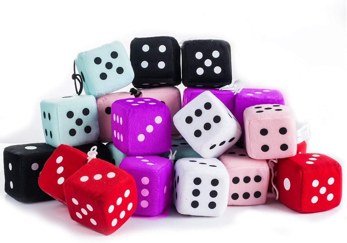 50s Party Decorations - Hanging Dice for 50's Parties 12 Plush Accessories by Tigerdoe