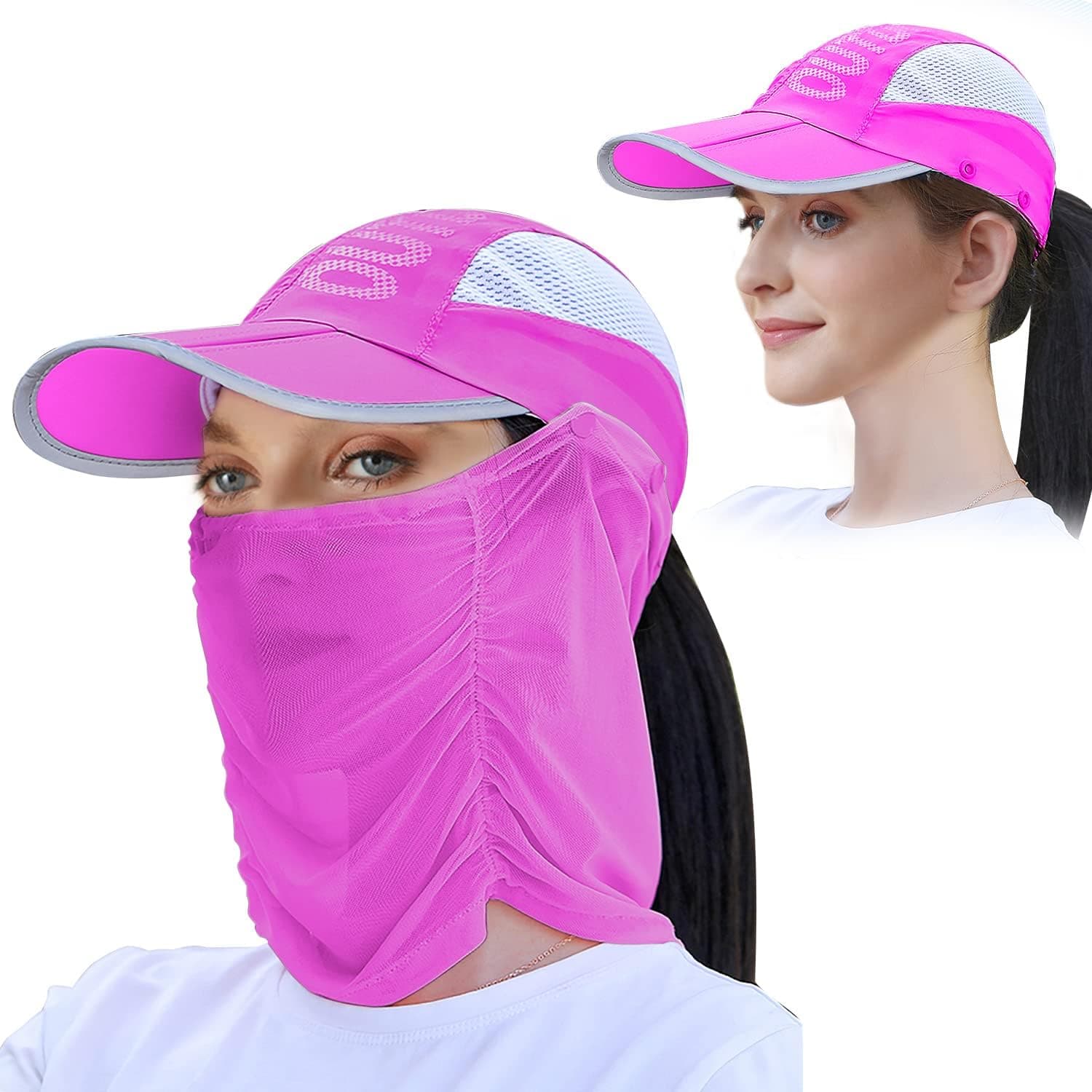 TANGCISON Fishing Hat, Sun Hat with Face&Neck Flap, UPF 50+ Womens/Mens Sun Protection Cap for Camping Hiking