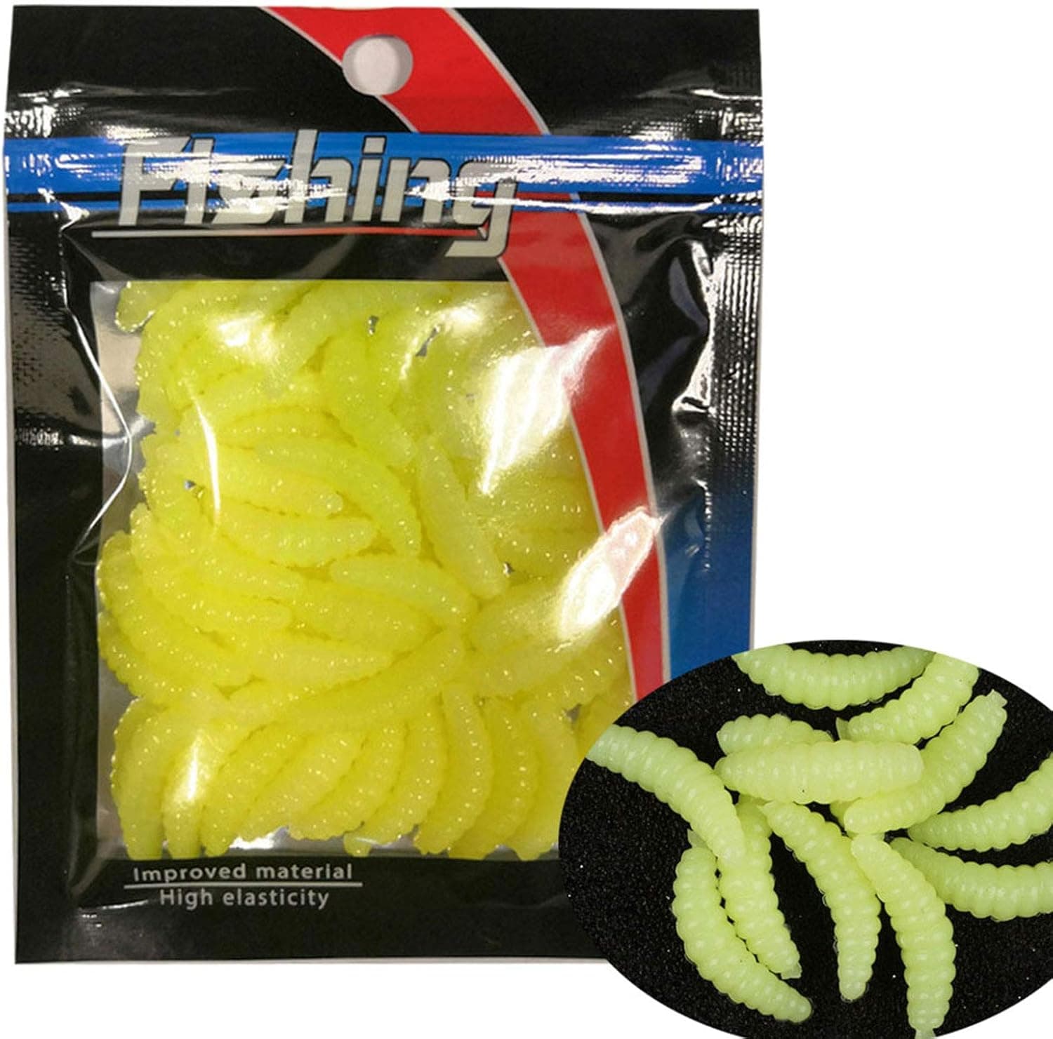 Zizule 50-Pack Maggot Soft Baits Shrimp Lures Fishing Bait Smell Worms Shrimps Soft Baits for Lake Fishing Freshwater Saltwater Lake Ice Sea Fishing