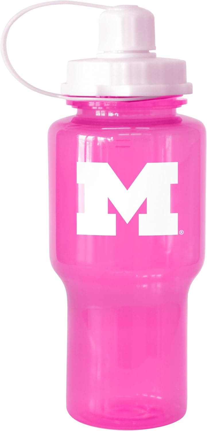 NCAA Michigan Wolverines Tritan Travel Mate Pink Water Bottle, 24-Ounce