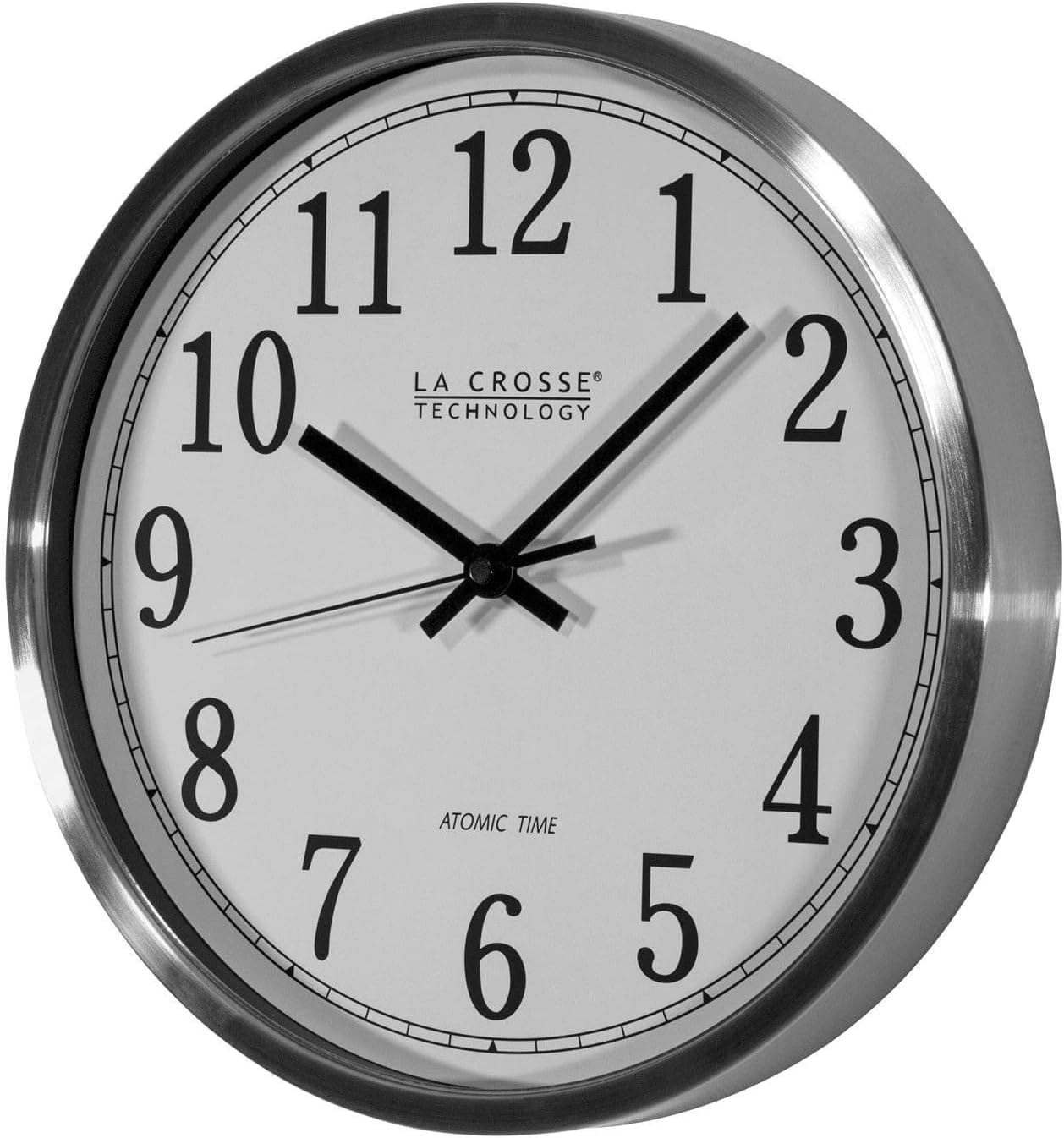 Professional house WT-3126B La Crosse Technology 12" Stainless Steel Frame Atomic Analog Wall Clock