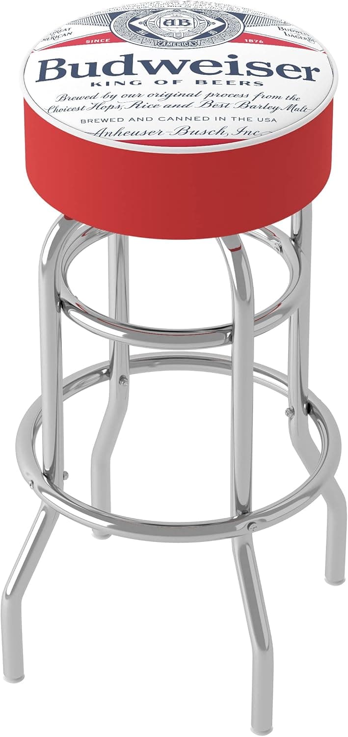 Trademark Gameroom Budweiser Chrome Padded Bar Stool with Swivel