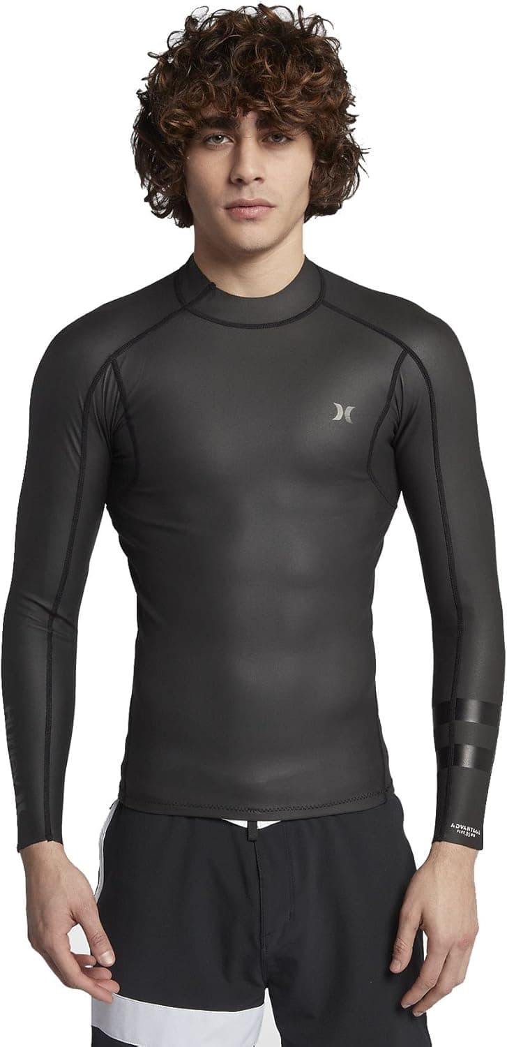 Hurley 890930 Men's Advantage Plus Windskin Jacket Rash Guard, Black - M