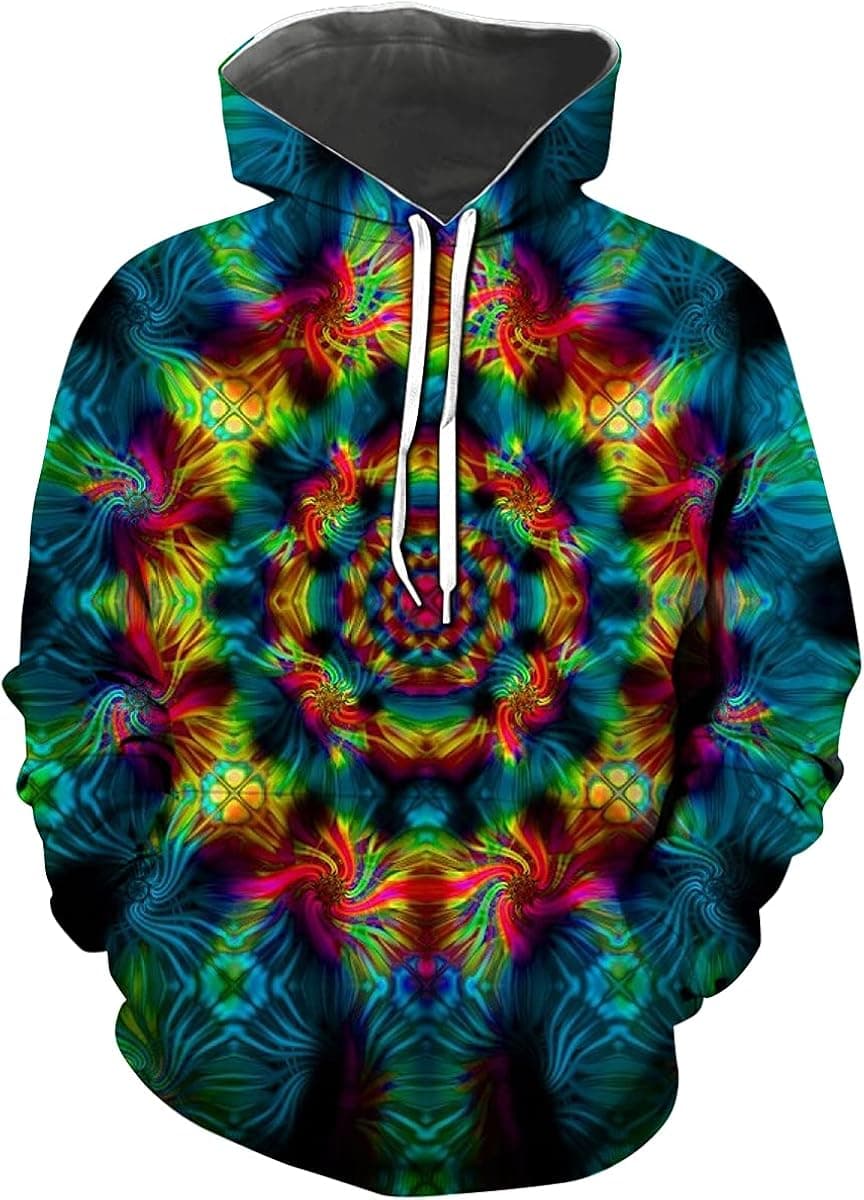 Hisayhe Hippe Psychedelic Sweatshirt Trippy Novelty Hooded Pullover for Mens Womens