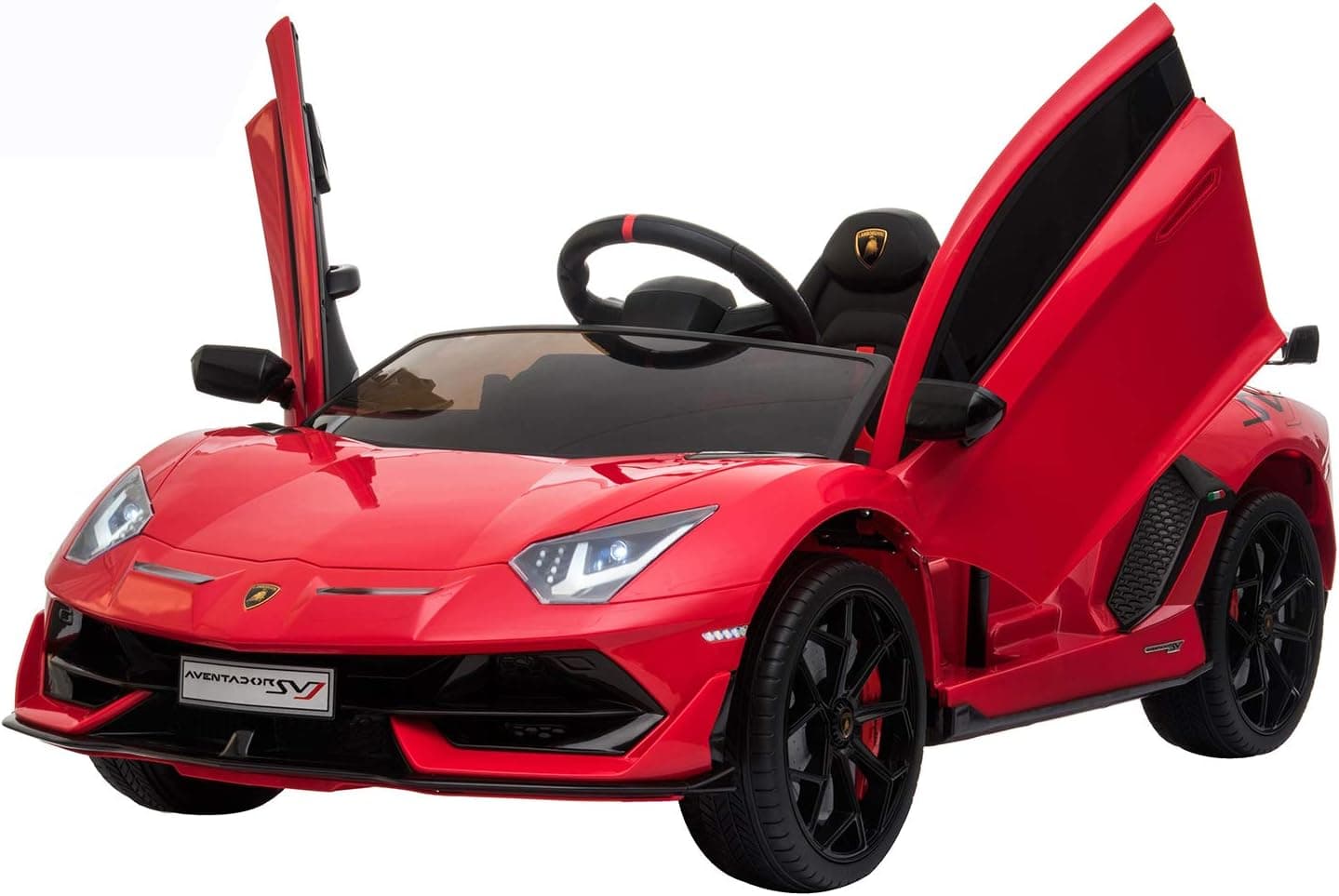 12V Kids Ride on Car with Remote Control, Suspension, Opening Doors, Power Display & MP3 (Red)