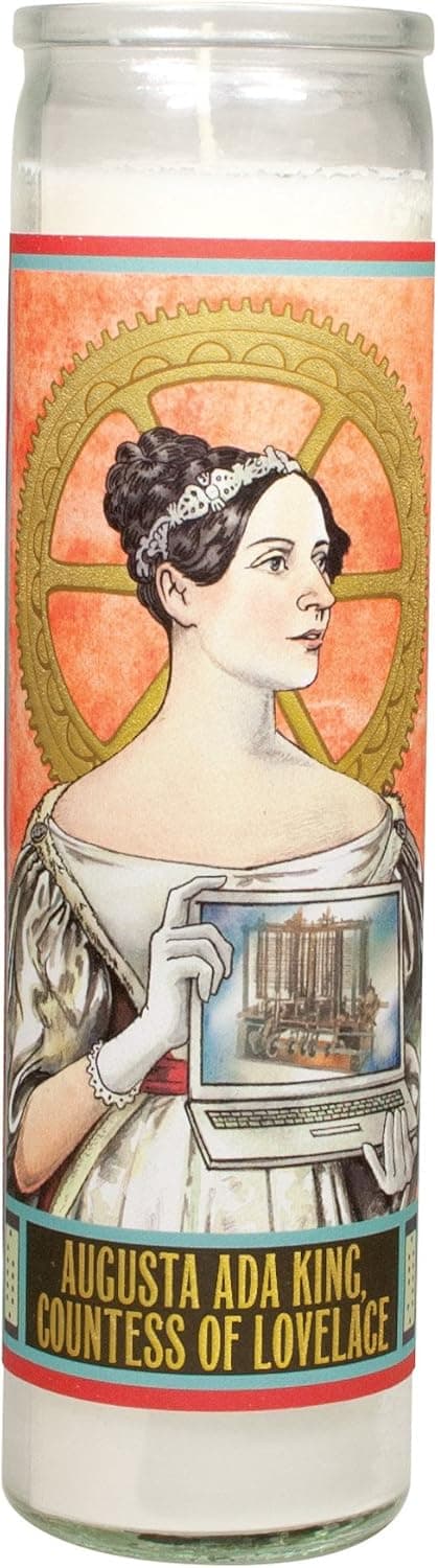Ada Lovelace Secular Saint Candle - 8.5 Inch Glass Prayer Votive - Made in The USA