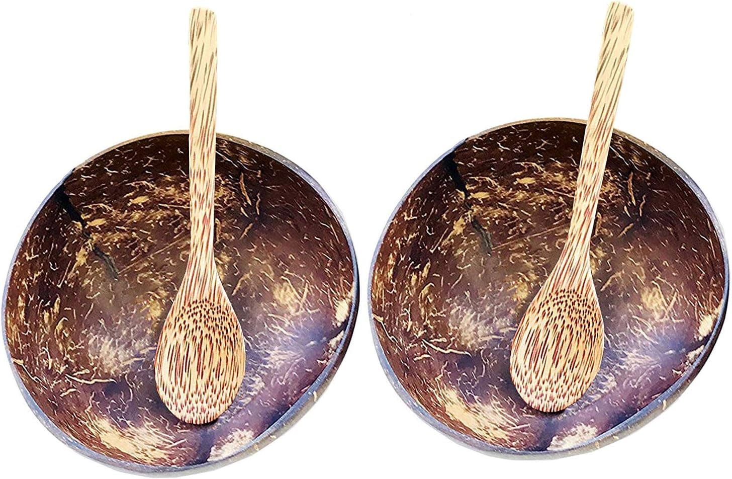 Coconut Bowls and Coconut Spoons Gift Set (Set of 2 Bowls and 2 Spoons) - 100% Natural Serving Bowls - Vegan - Organic - Hand Made - Eco Friendly - Made from Reclaimed Coconut Shells