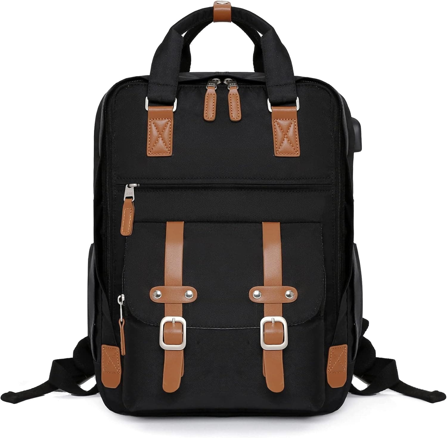 koculemi Laptop Backpack For Women Men, Travel Backpack Purse For 15.6 Inch Laptop with USB Charging Port, Water Resistant Backpack Casual Hiking Daypack for Office/Teacher/Work (Black)