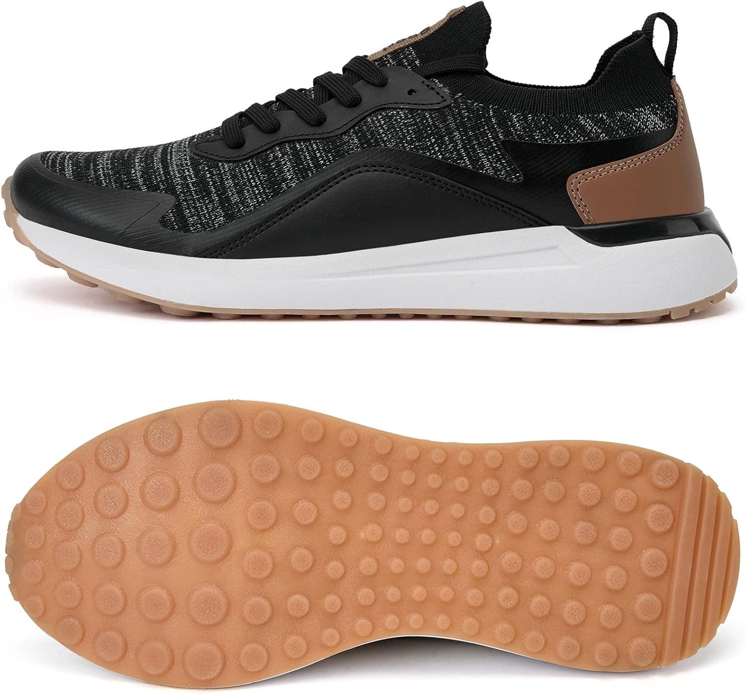 LANCROP Men's Casual Walking Shoes - Knit Breathable Athletic Lightweight Slip on Sneakers