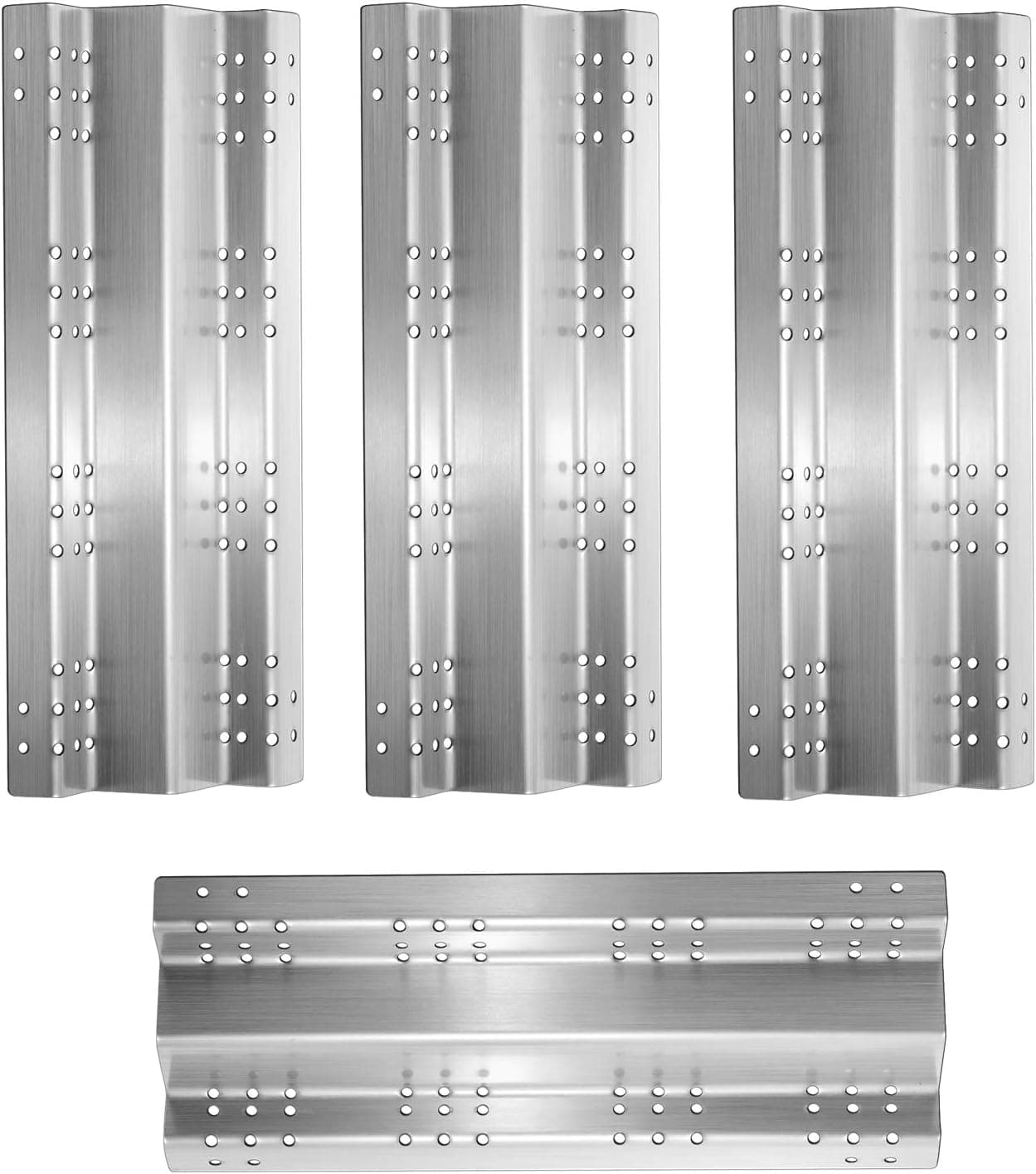 Folocy BBQ Gas Grill Replacement Parts, Stainless Steel Grill Heat Plates Burner Cover Heat Shield Repair Kit for Brinkmann 810-8550-S, Charmglow 810-8550-S, 15 3/4”x 6 1/4"/15.75 x 6.25 inch, 4-Pack