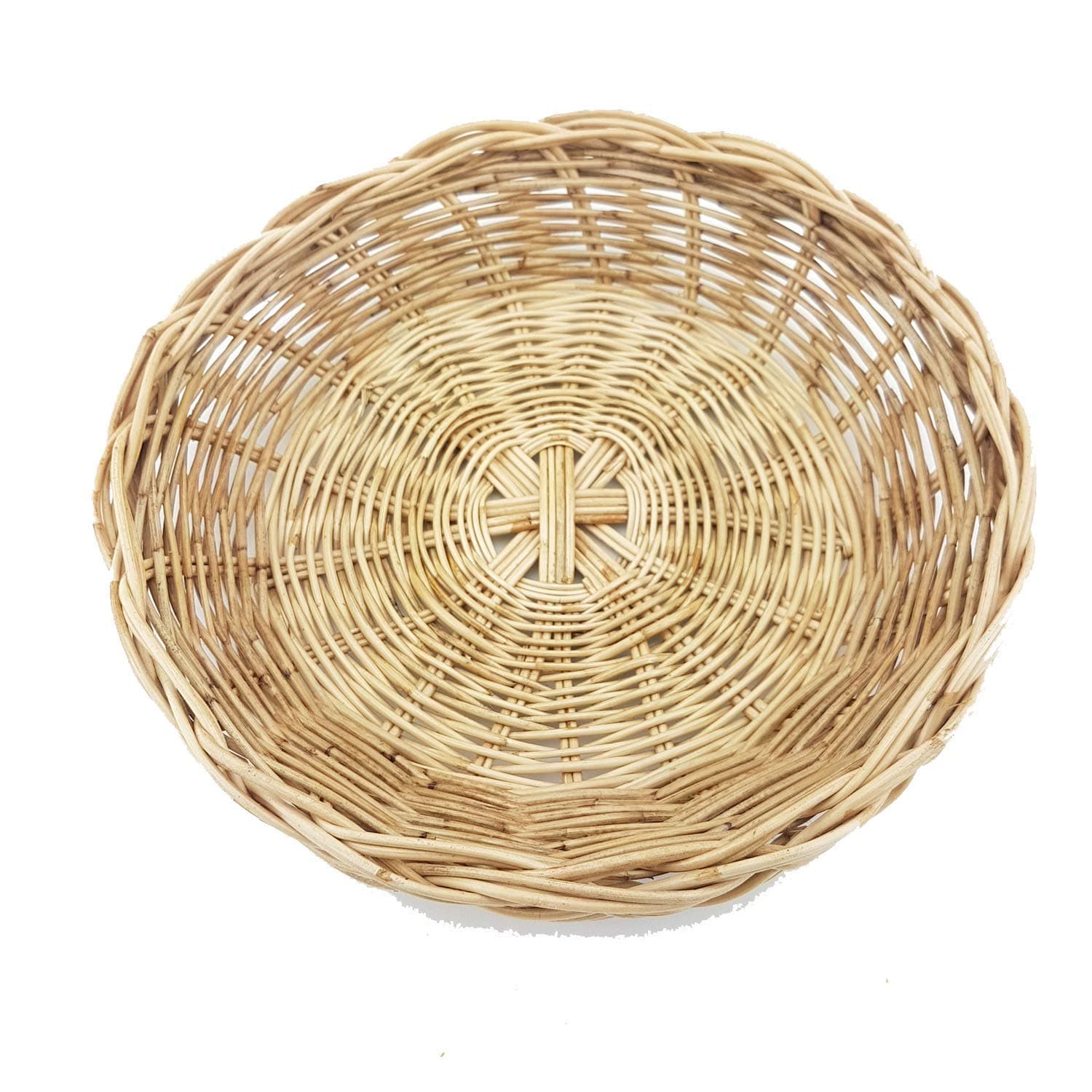 MY HOPE Handmade Round Rattan Fruit Basket Wicker Food Tray Weaving Storage Holder Dining 2 pieces Size 10" Depth 2"