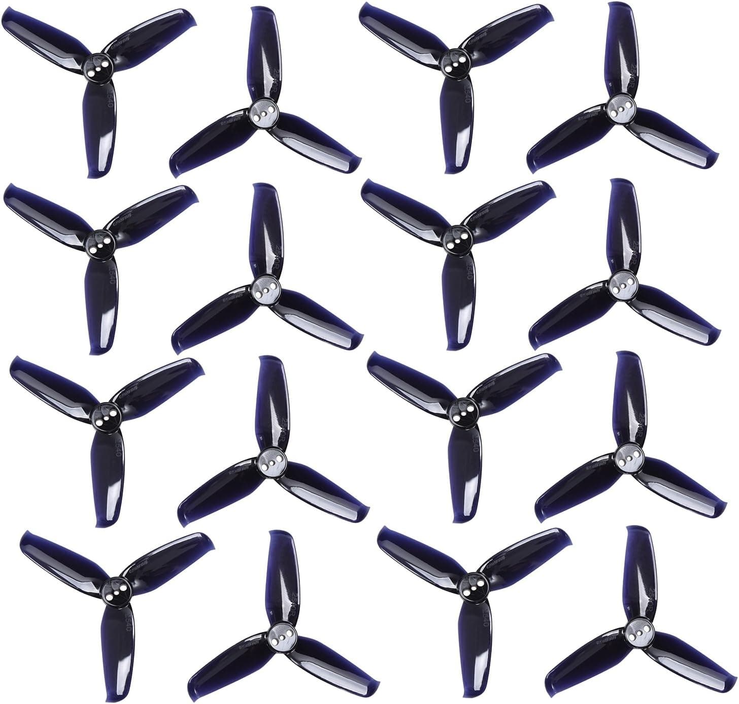 Genuine Gemfan 2540 3-Blades Flash (2.5x4x3) Propellers by RAYCorp. 16 Pieces(8CW, 8CCW) Black - Polycarbonate 2.5-inch Tri Blades Micro Quadcopters & Multirotors Props + RAYCorp Battery Strap