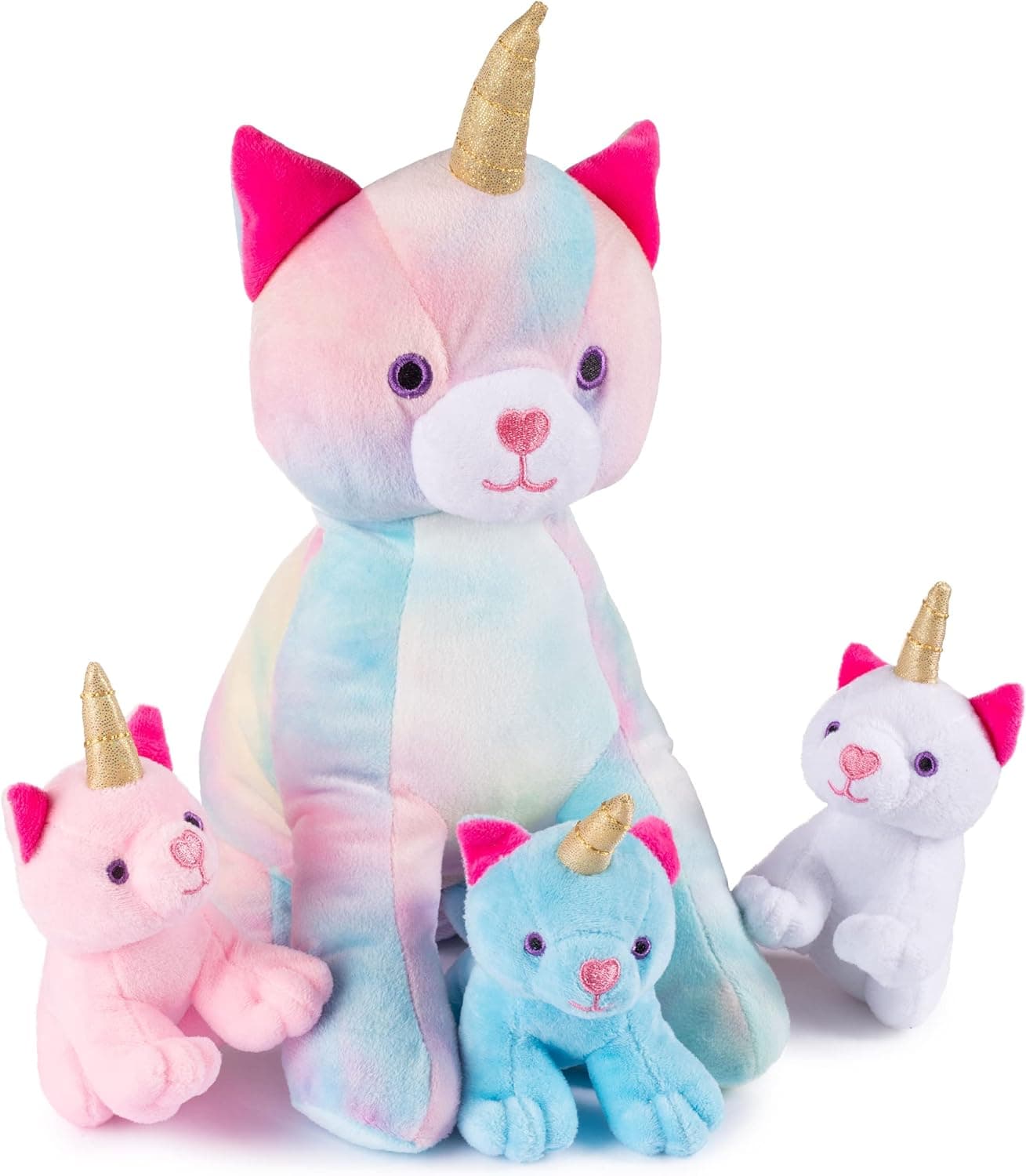 Stuffed Mommy Kitty Unicorn with 3 Kittens in her Tummy | Plush Unicorn Cat | Unicorn Stuffed Animals | Stuffed Animal Family | Stuffed Animal Mom and Baby | Stuffed Animals for Ages 0+