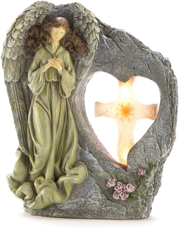 Gifts & Decor Divine Sentinel Angel Cross Garden Solar Light
