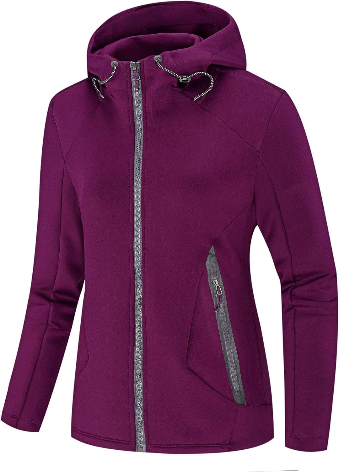 NIUDI Women’s Athletic Jacket Double Zip-Up Hoodies Windbreaker Air Layer Structure Sweatshirt for Running Slim Fit