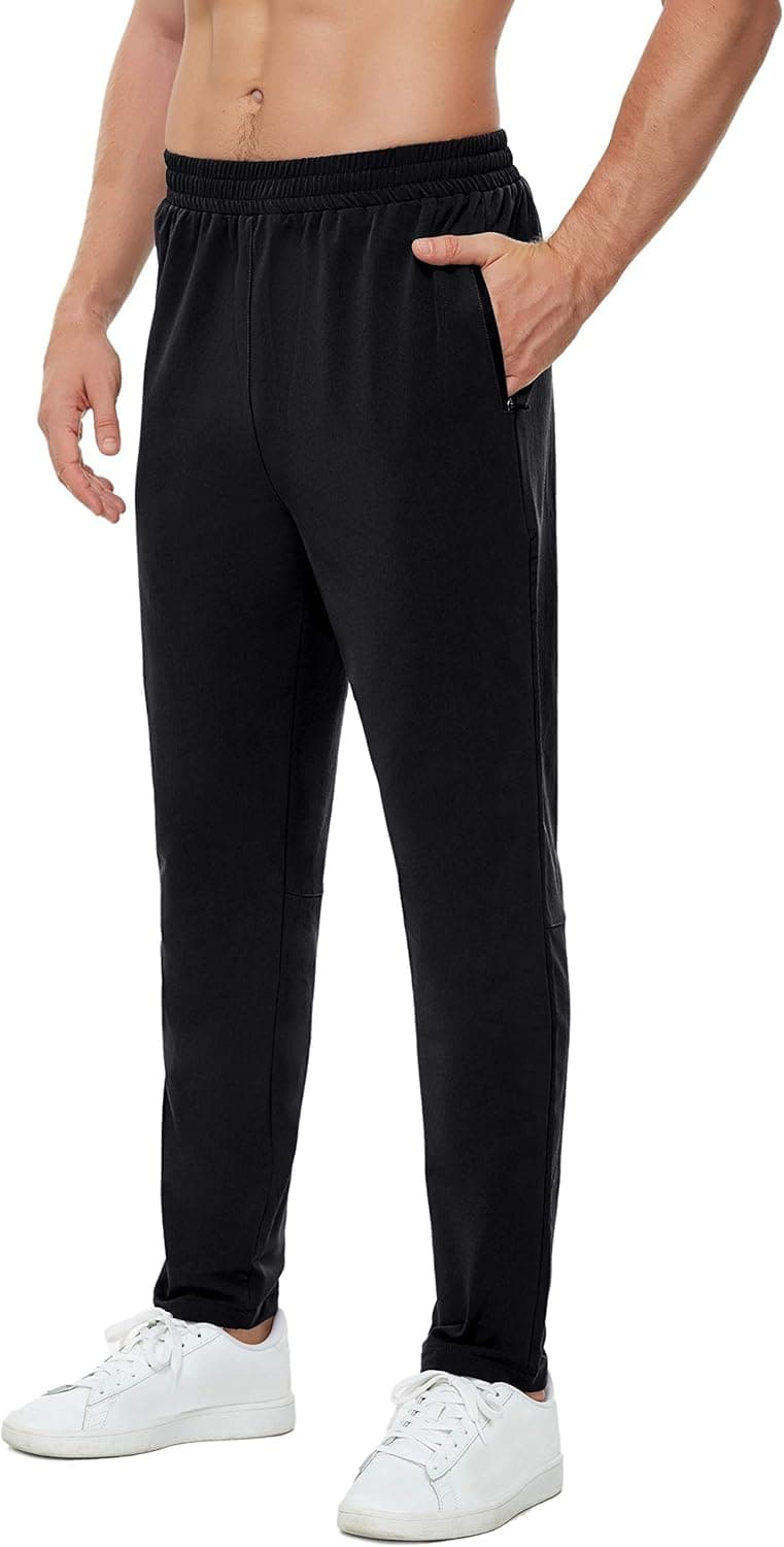 Poriff Men's Jogger Pants Sweatpants with Zipper Pockets Tapered Track Athletic Pants for Men Running, Exercise, Workout