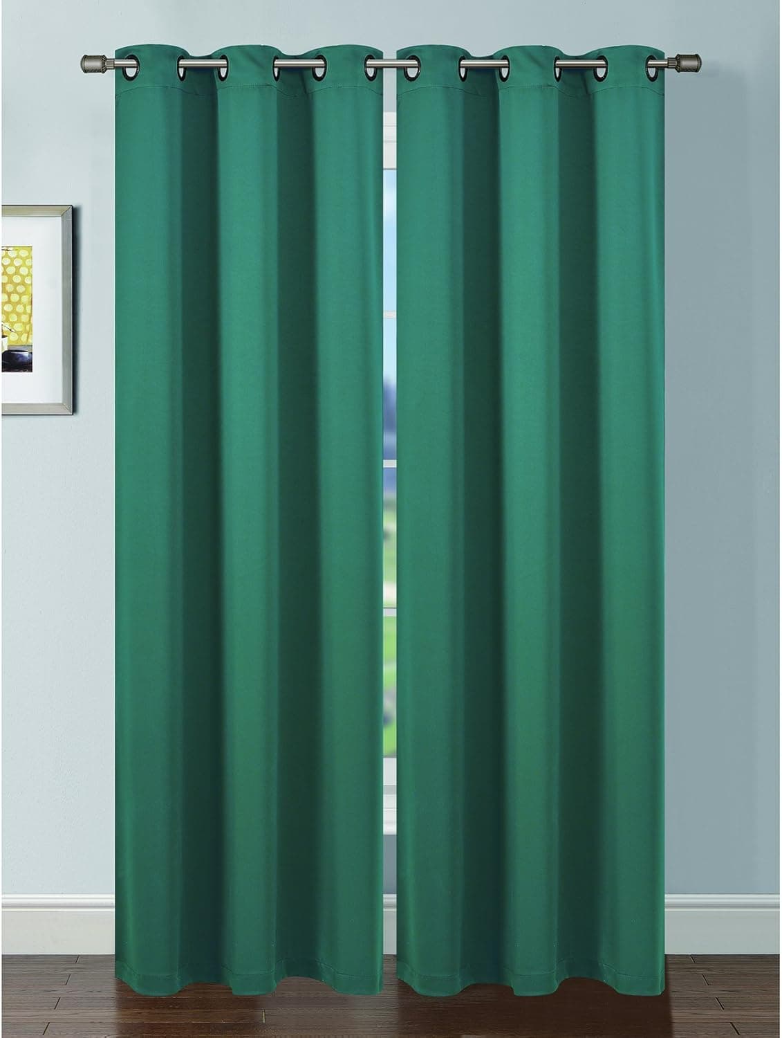 Bella Luna Ana Woven Room Darkening 76 x 84 in. Grommet Curtain Panel Pair, Teal