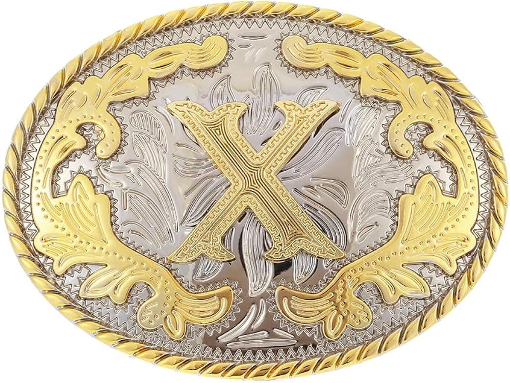 HUABOLA CALYN Western Belt Buckle Initial Letters ABCDEFG to Y-Cowboy Rodeo Gold Large Belt Buckle for Men and Women (ABC-Z)