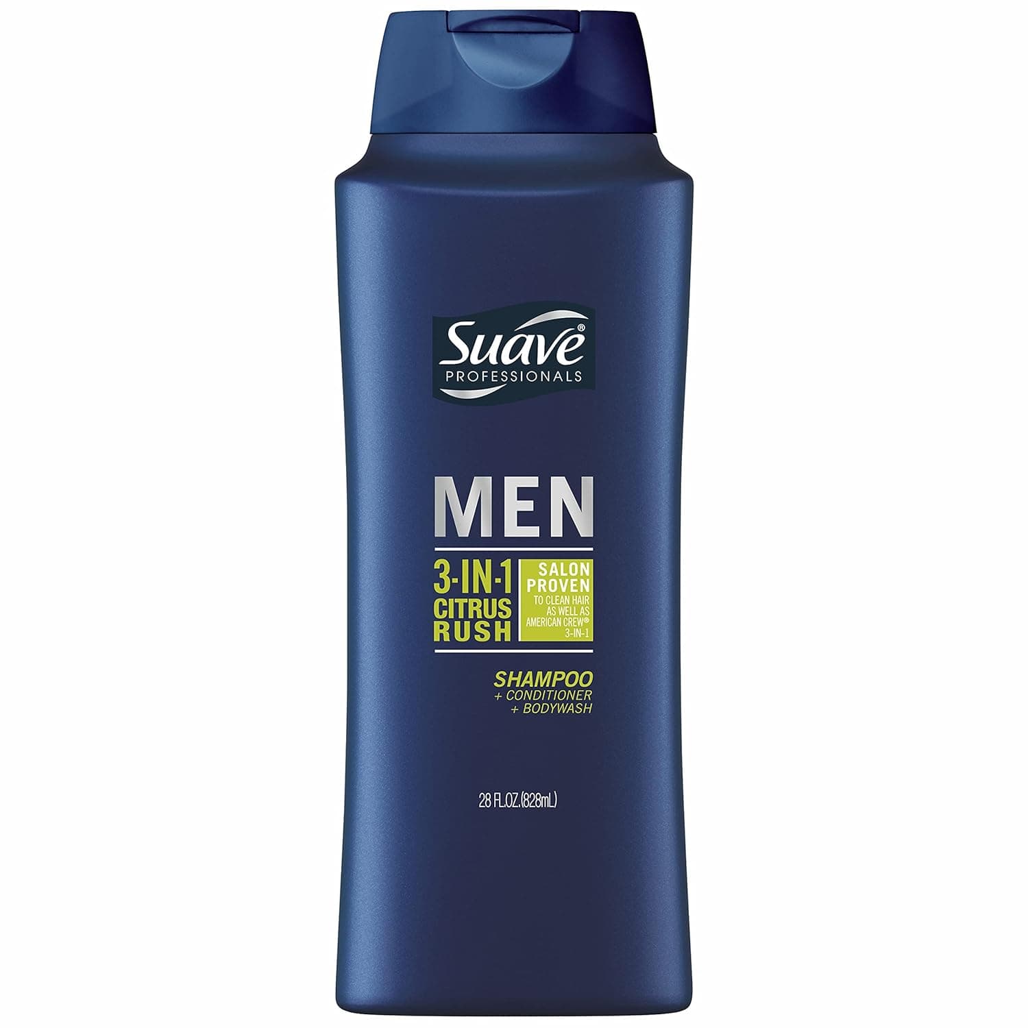 Suave Men 3-in-1 Shampoo Conditioner Body Wash for Gentle Cleansing and Conditioning Citrus Rush Mens Shampoo 3 in 1 Formula with Keratin and Glycerin 28 oz