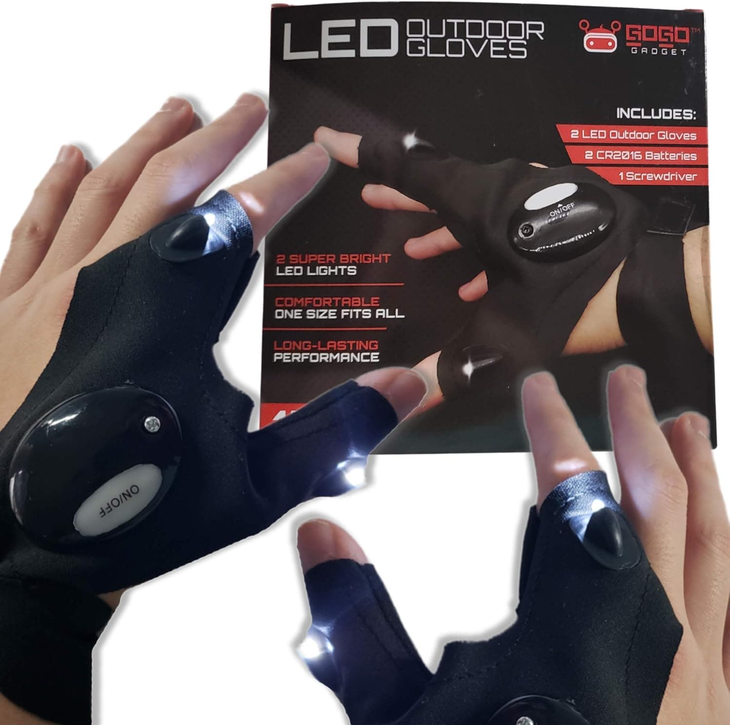 GoGoGadget LED Flashlight Gloves - Cool Gifts For Men, Fishing Gifts For Men, Truck Driver Gifts For Men, Gifts for Men Unique, LED Gloves, Light Gloves, Gifts For Car Guys, Mechanic Gifts, Cool Tools