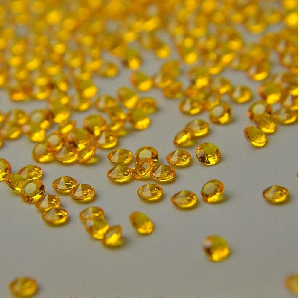 Acrylic Color Faux Round Diamond Crystals Treasure Gems for Table Scatters, Vase Fillers, Event, Wedding, Arts & Crafts (2000 pcs) (Gold)