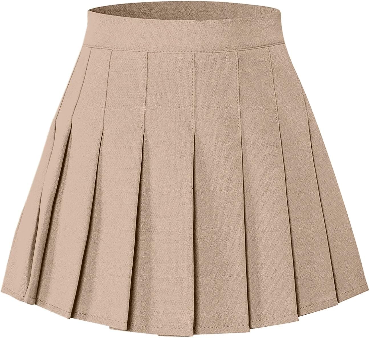 Junior Teen Girls Womens School Uniform Cosplay Costume Plaid Pleated Short Skirt Khaki, XX-Large = Tag 3XL