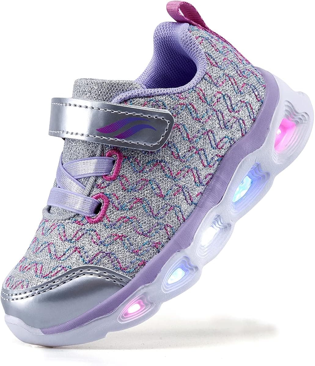 Zoneyue Toddler Girls Light Up Shoes Little Kids Led Flashing Running Sneakers