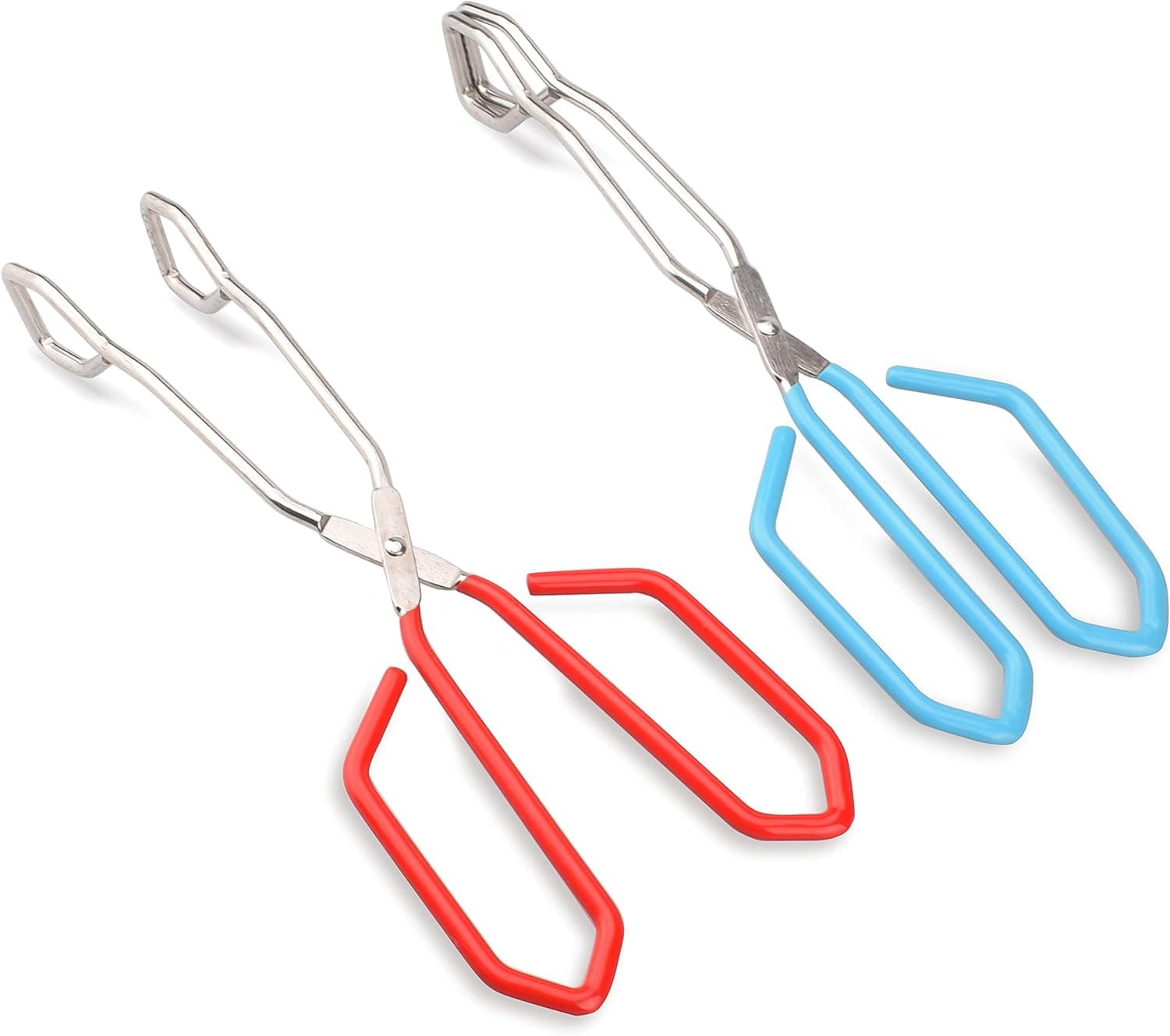 Vhabob Stainless Steel Kitchen Tongs, Heavy Duty Cooking Tongs Good Grips 11-Inch Scissors Food Tongs with Comfortable Handle for BBQ, Cooking, Barbecue (Set of 2)