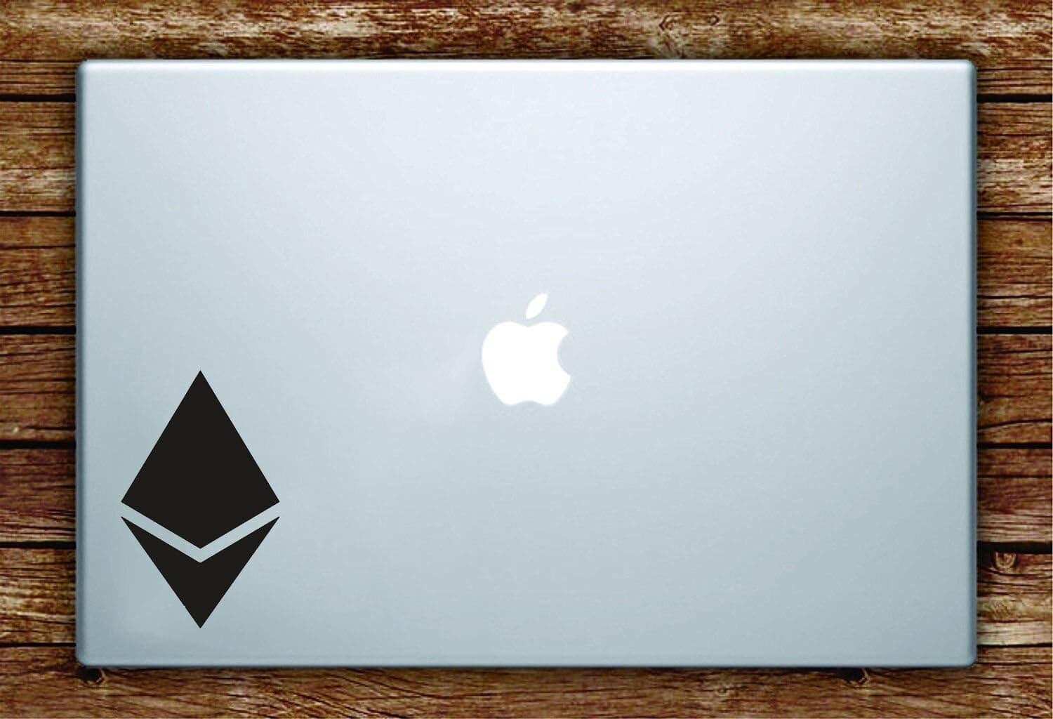 ETH Logo Decal - Laptop, Window, Car, Glass Sticker (2" x 3", Metallic Silver)