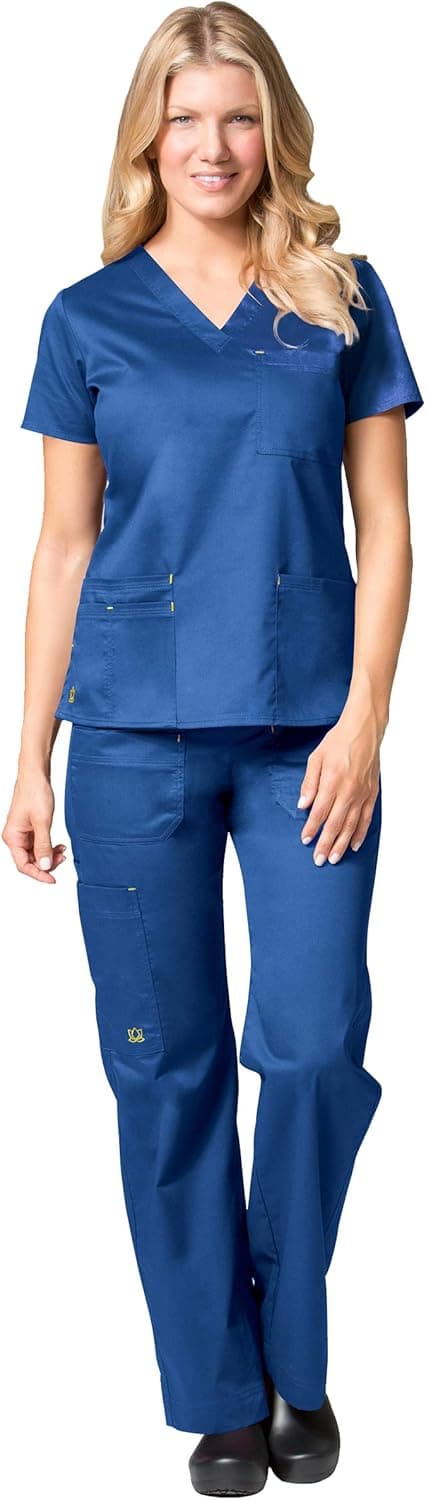 Maevn Blossom 3 Pocket V-Neck Scrub Top & Utility Pocket Cargo Scrub Pant Set [XS - 2XL]