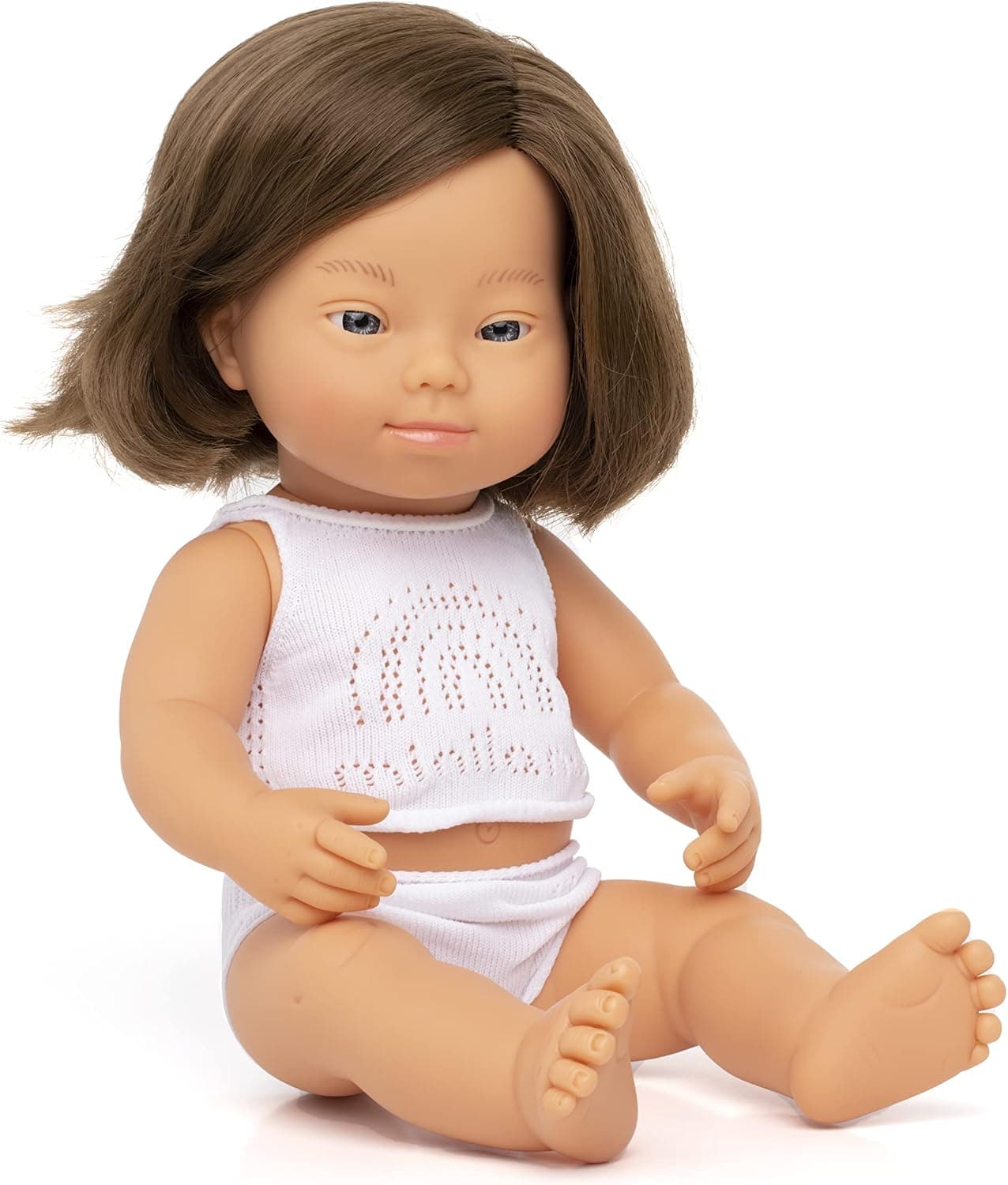Miniland – Baby Doll CAUCASIAN Girl with Down Syndrome 15’’ – Box with Underwear Set