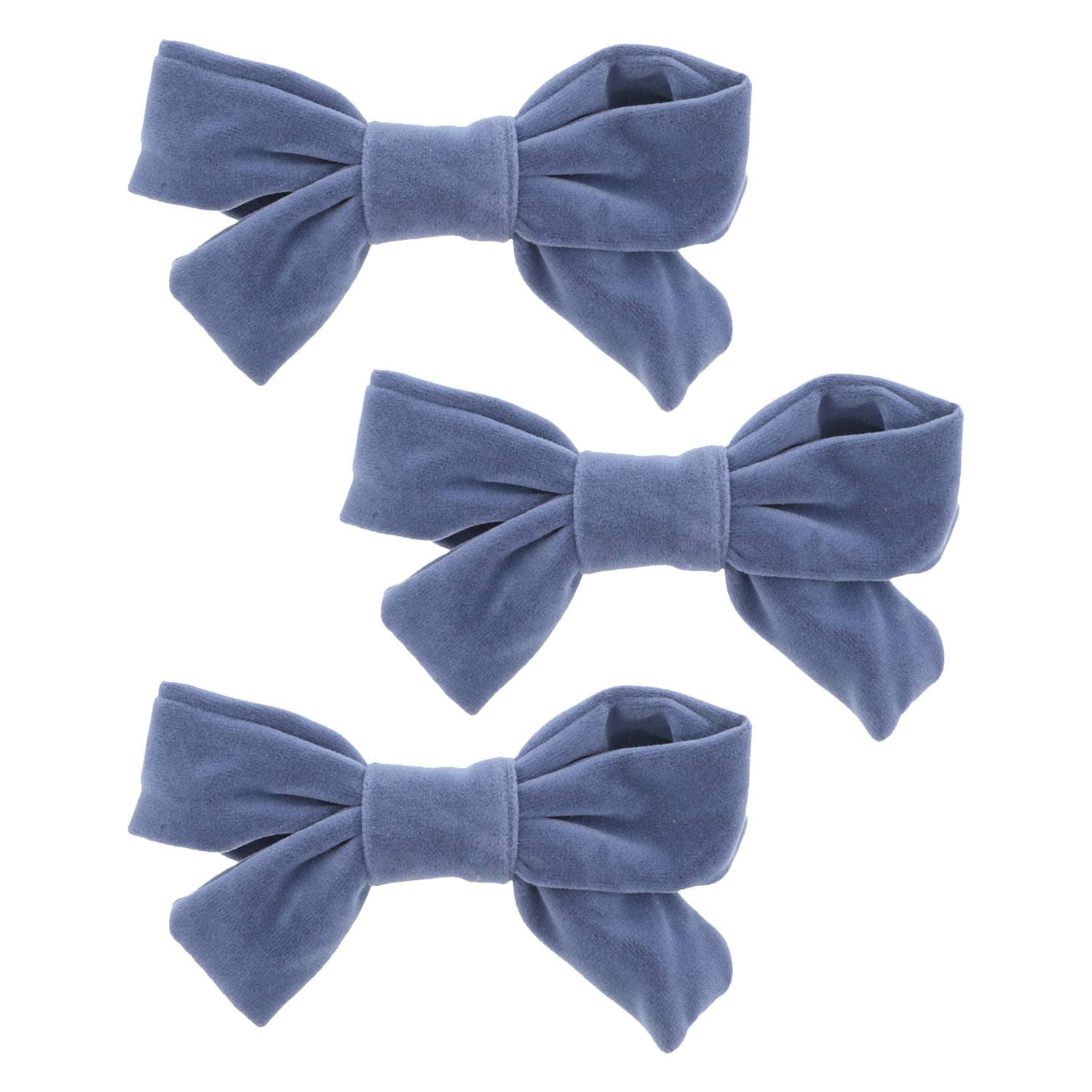 Motique Accessories Denim Velvet Hair Bow Hair Clip Small - Set of 3