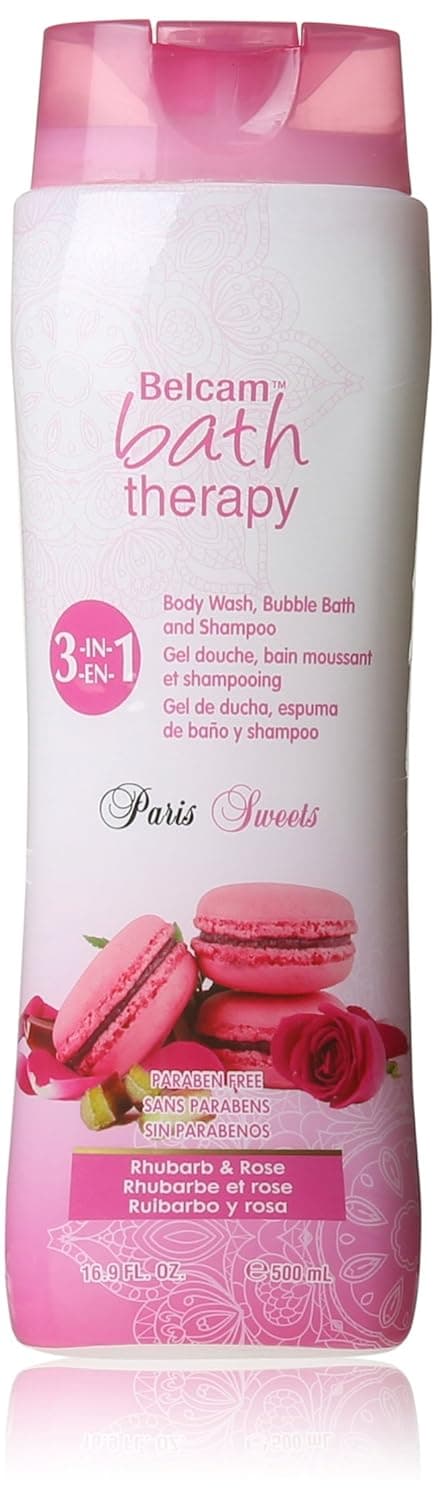 Paris Sweets 3-in-1 Body Wash, Bubble Bath and Shampoo, Rhubarb and Rose, 16.9 Fl Oz