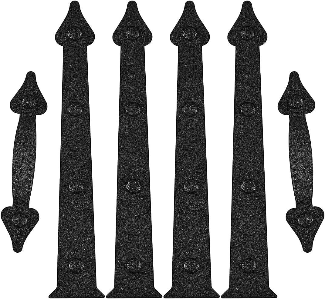 HardHockall Magnetic Garage Door Decorative Hardware Faux Hinges Handles Hardware Kit, 6 Pieces Garage Door Accents, Color: Black (2pcs Handles+4pcs Hinges)