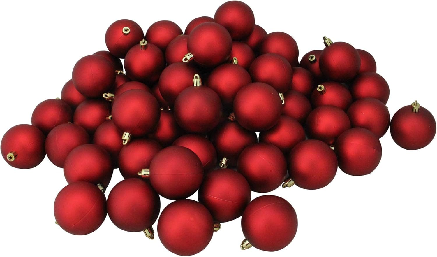 60ct Red Shatterproof Matte Christmas Ball Ornaments 2.5" (60mm)