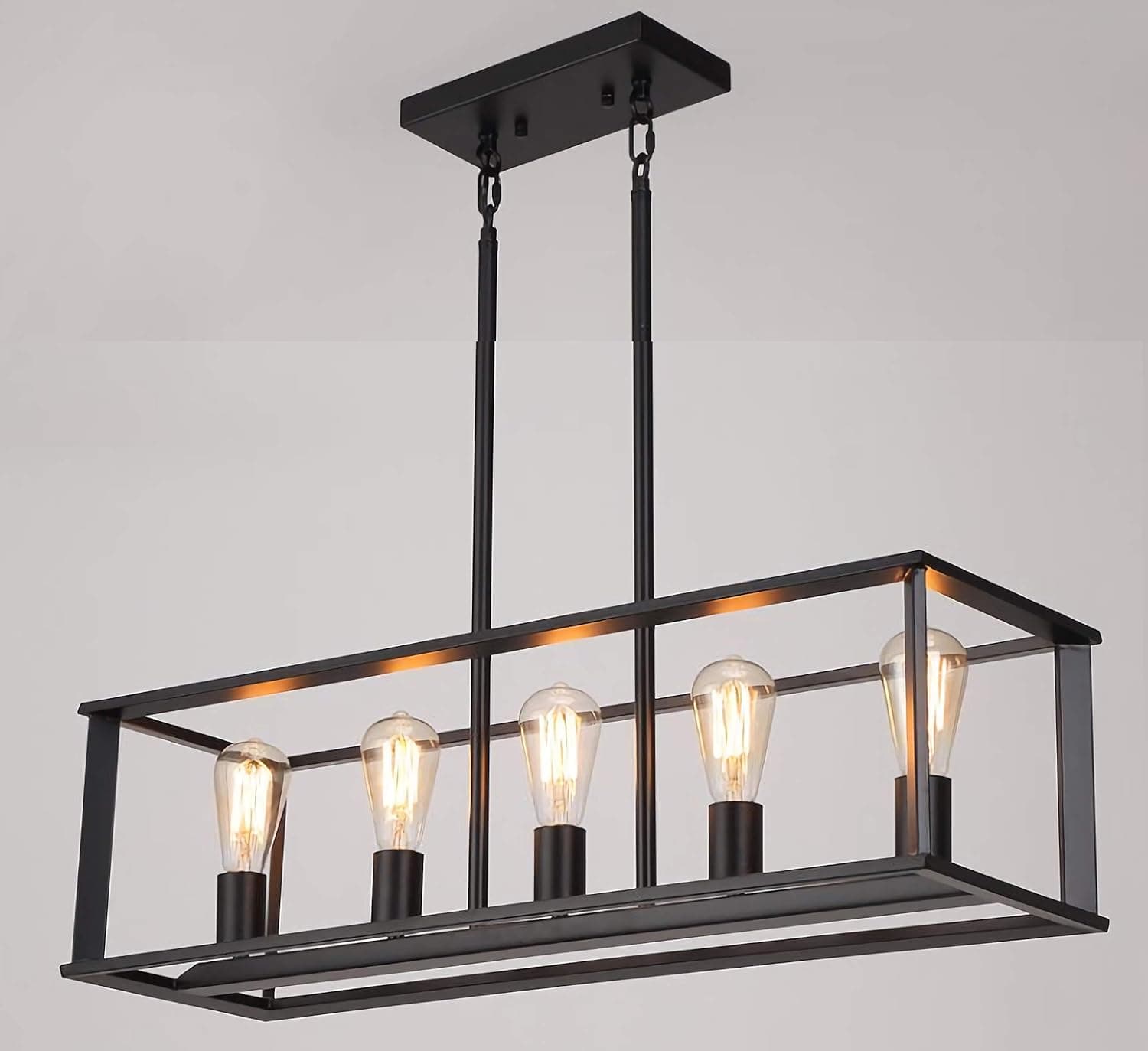 5-Light Kitchen Island Lighting, Modern Linear Pendant Light Fixture, Oil Rubbed Black Finish