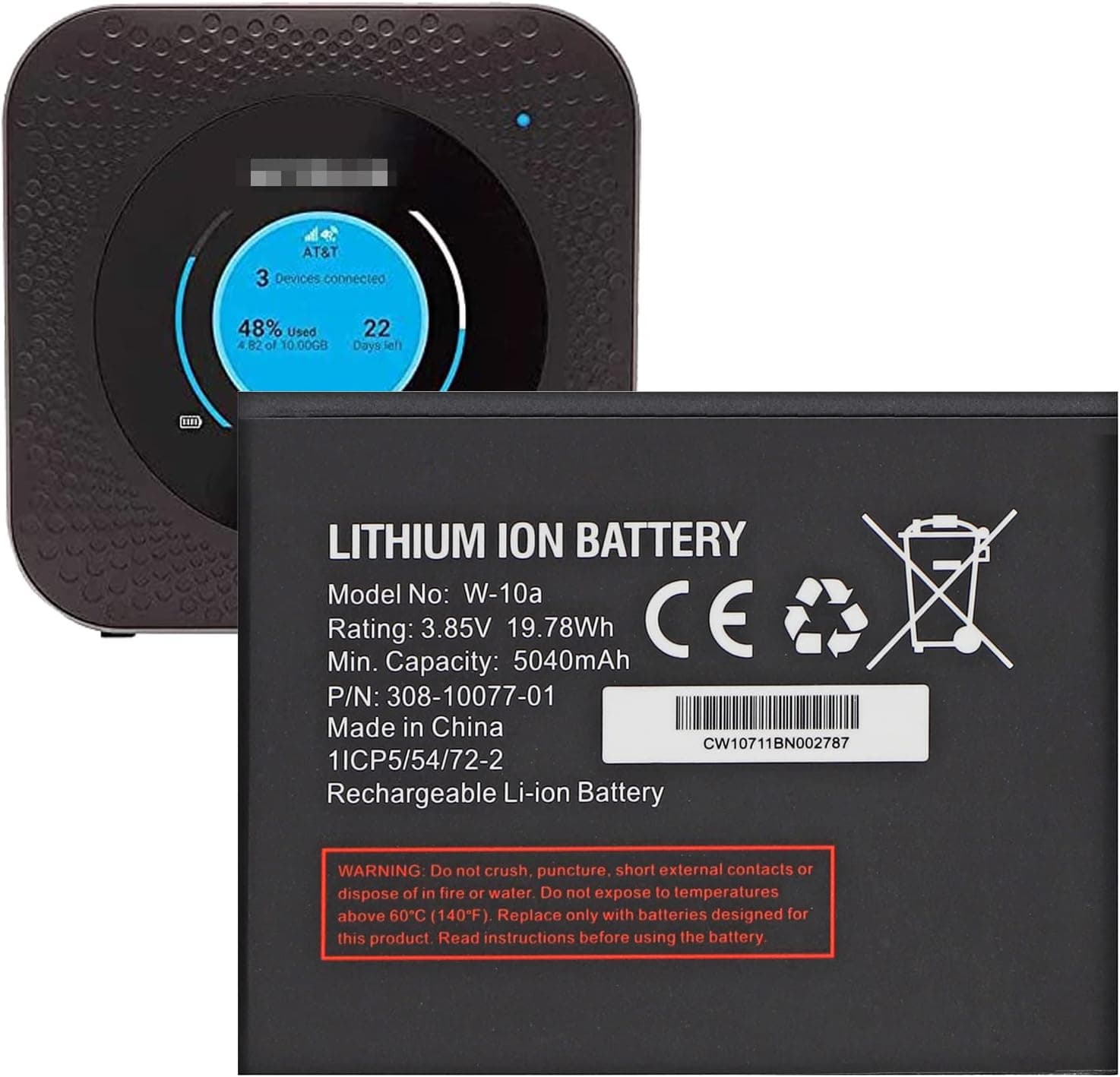 ASDAWN 5040mAh W-10a Battery Replacement for Netgear MR1100 AT&T Nighthawk M1 LTE Mobile Hotspot Router, Model No: W-10a