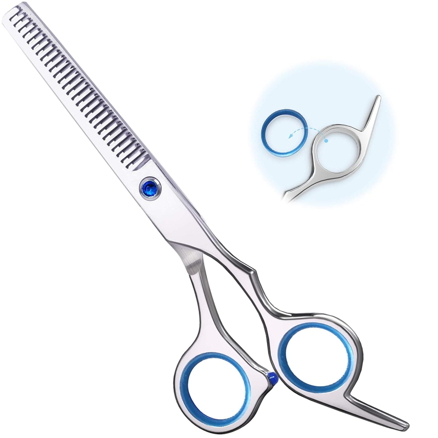 Hair Cutting Scissors, Trimming Texturizing Thinning Shears, Professional Salon Barber Home Haircutting Scissor, Stainless Steel with Separable Finger Inserts (6.0 inches)