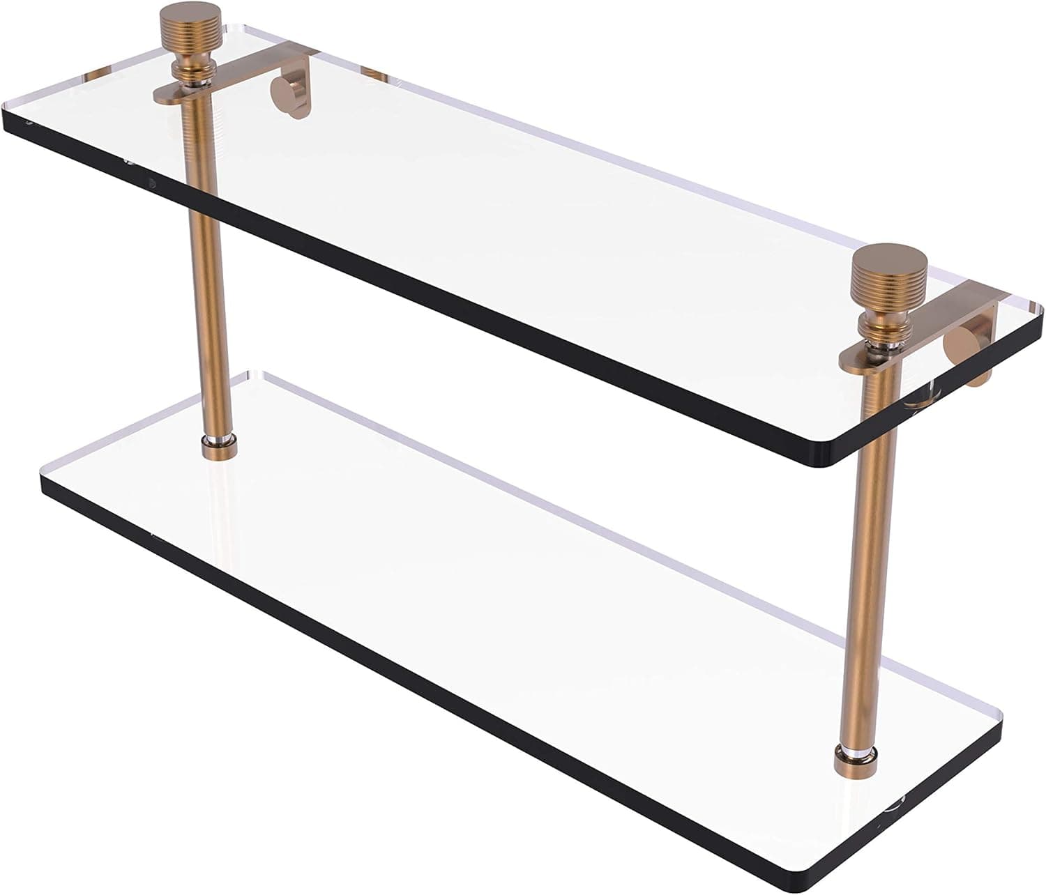 Allied Brass FT-2/16 Foxtrot Collection 16 Inch Two Tiered Glass Shelf, Brushed Bronze