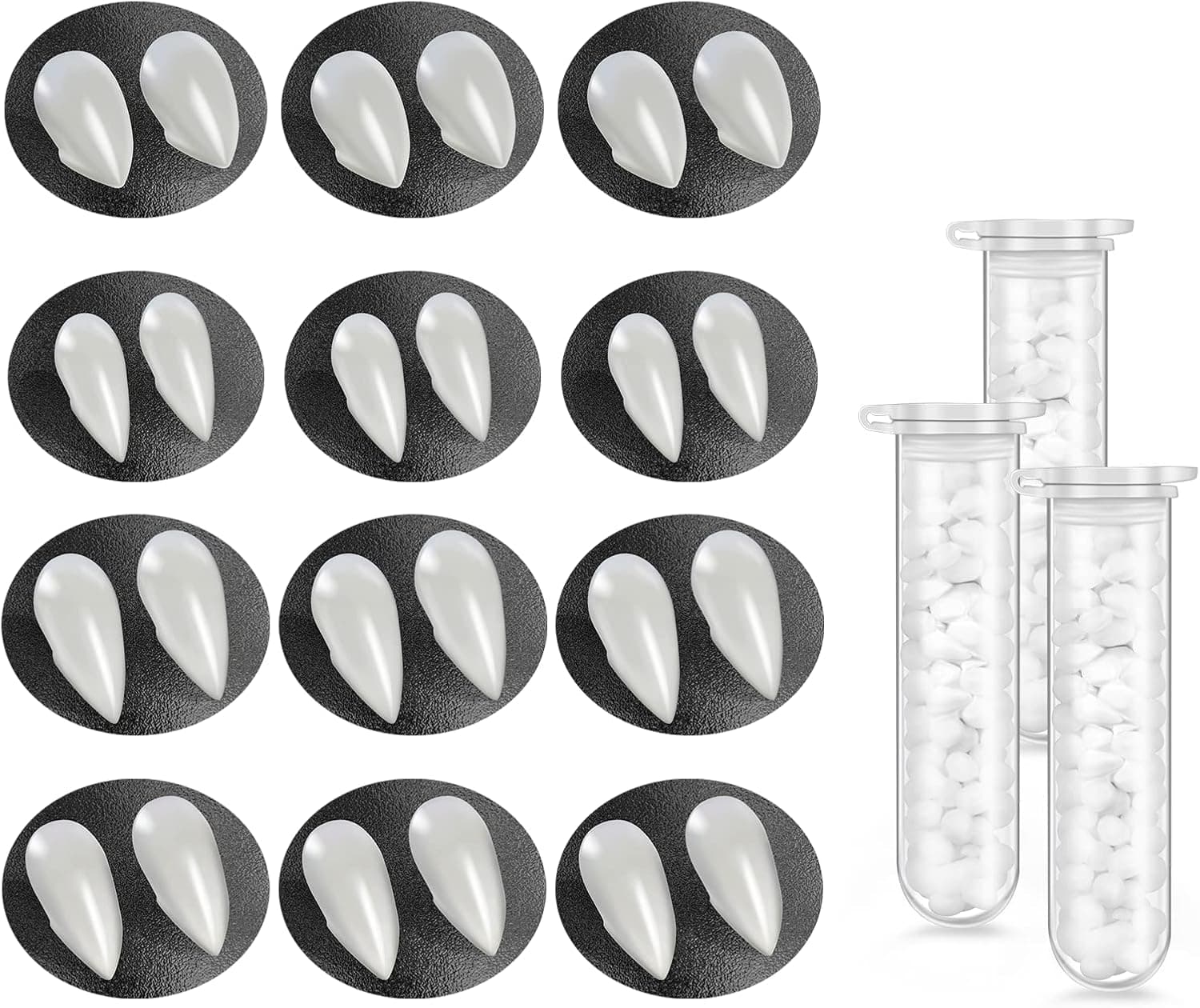 Tavery Vampire Fangs Cosplay Dentures Halloween-Pellets 12 Pairs Fake Teeth Props, Anime Party Dress Up Costume Masquerade Accessory Gift for Christmas Party (Vampire Fangs)