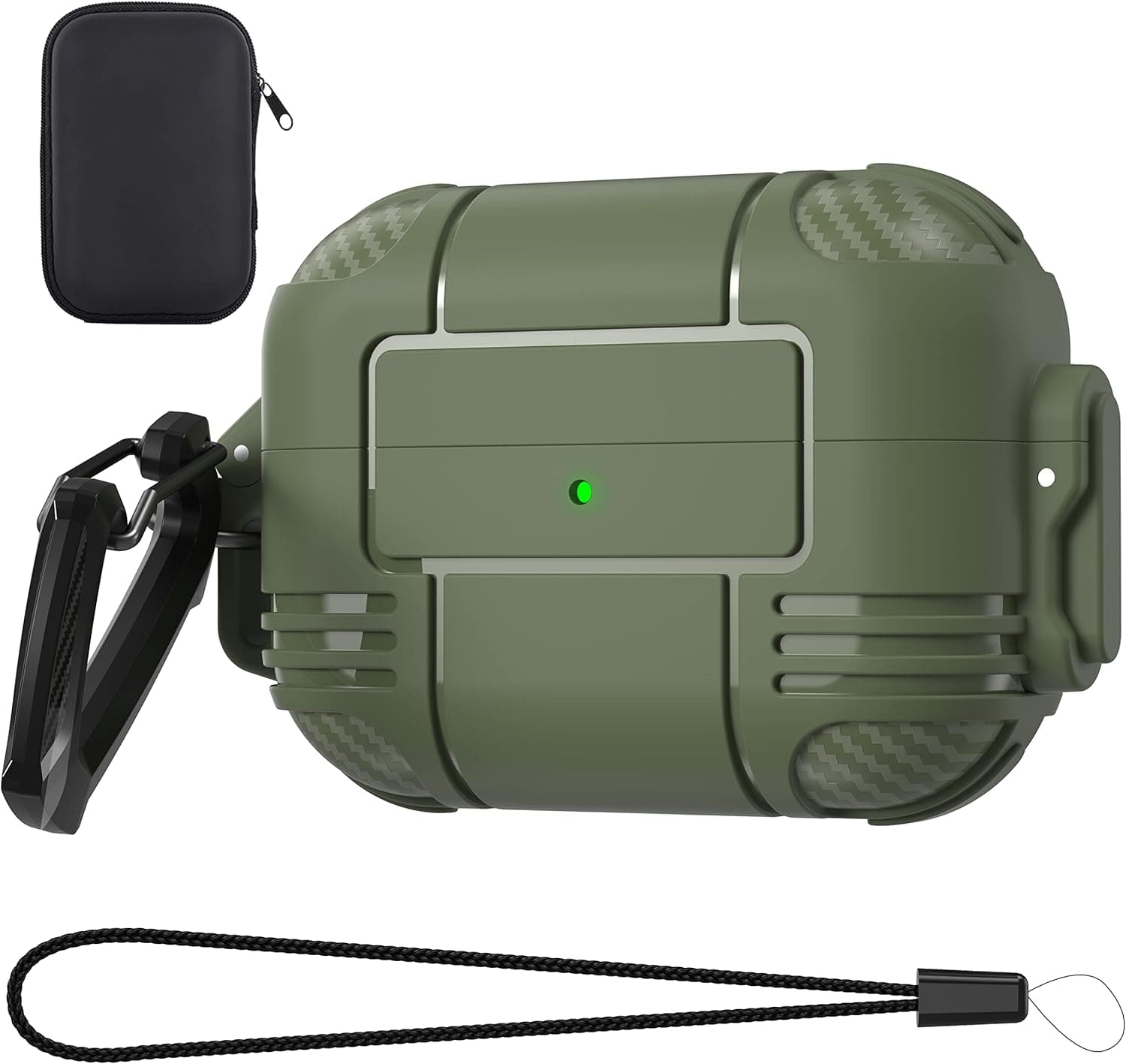 Maxjoy for AirPods Pro 2nd Generation Case Cover, Airpods Pro 2 Protective Case with Lock Pro2 Hard Rugged Shockproof Cover with Keychain Compatible with Apple Airpods Pro 2 2022/ Pro 2019, Army Green
