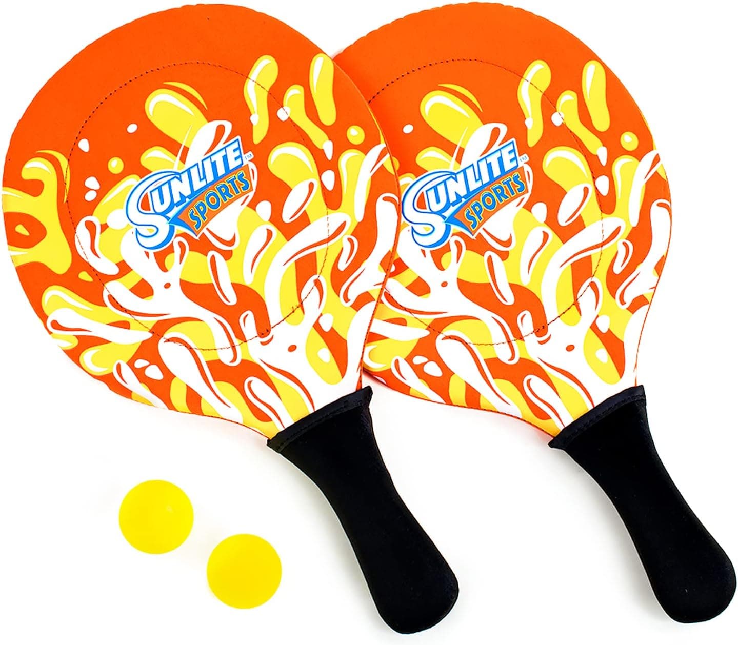 Sunlite Sports Beach Paddle Game Set, 2 Paddles and 2 Balls, Perfect for Backyard Fun or Outdoor or Beach or Lawn, Orange