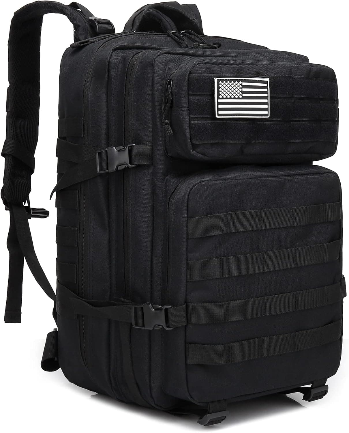 Long Keeper Military Tactical Backpack - Men 45L 3 Days Large Army Molle System Camping Hiking Bags Rucksack (Black)