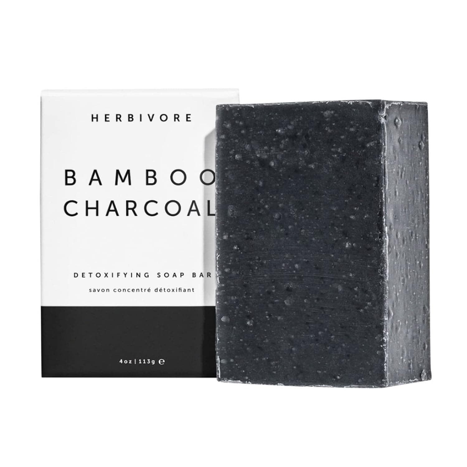 HERBIVORE Botanicals Bamboo Charcoal Soap. Detoxifying Soap Bar for Face and Body with Activated Charcoal Deeply Cleanses and Exfoliates. Suitable for All Skin Types (4 oz)