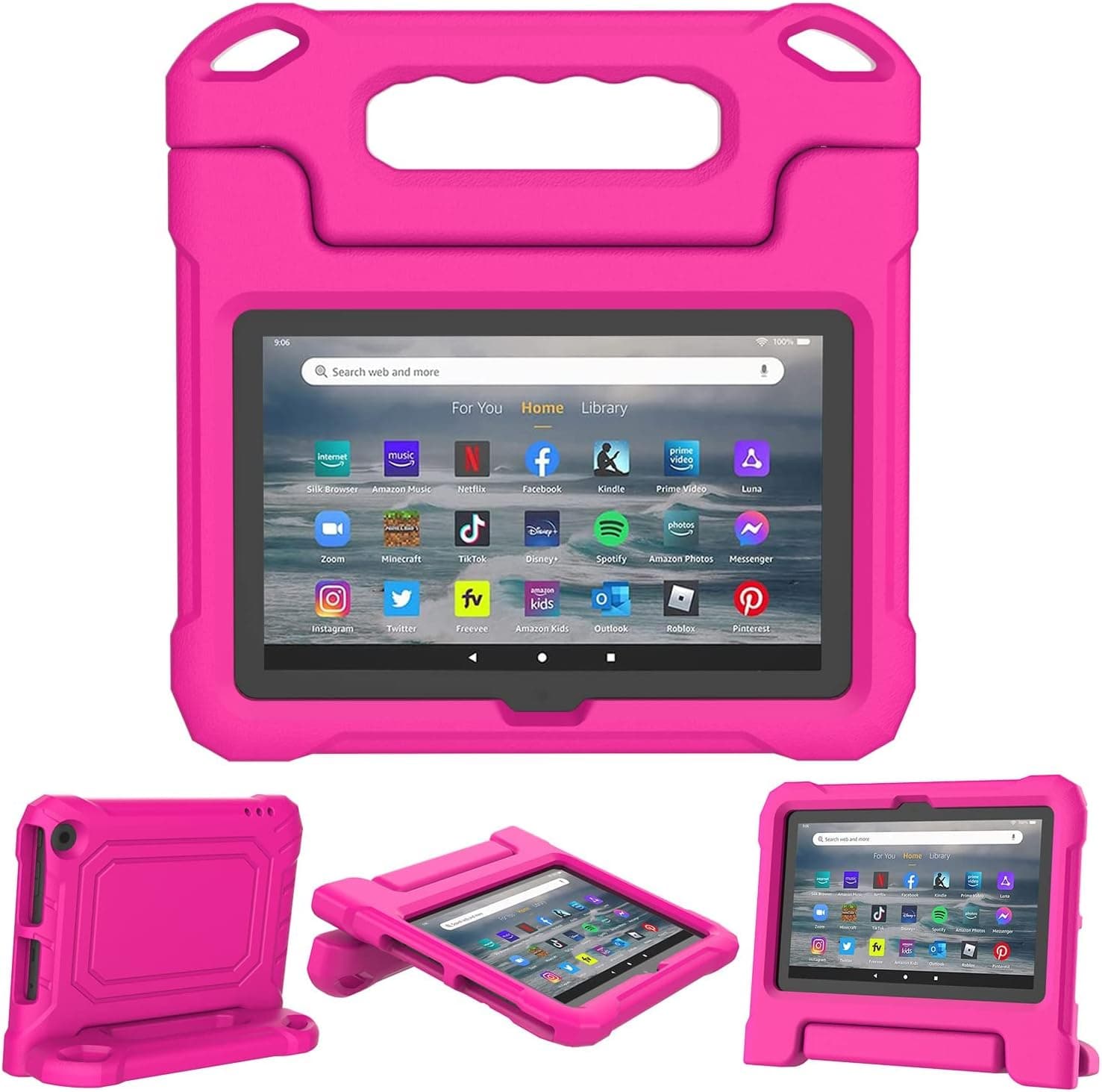 Fire 7 2022 Case, YIHE Kids Case for Amazon All-New Fire 7 inch Tablet (12th Generation, 2022 Release)- Durable Shockproof Protective Kid-Proof Case with Stand Handle, Pink