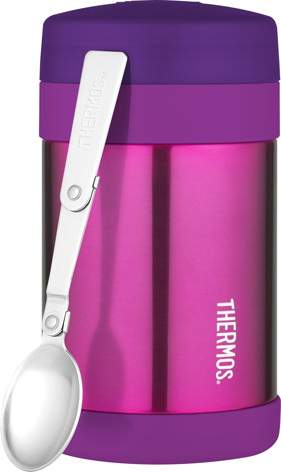 Thermos Food Jar with Folding Spoon, 16 oz, Pink