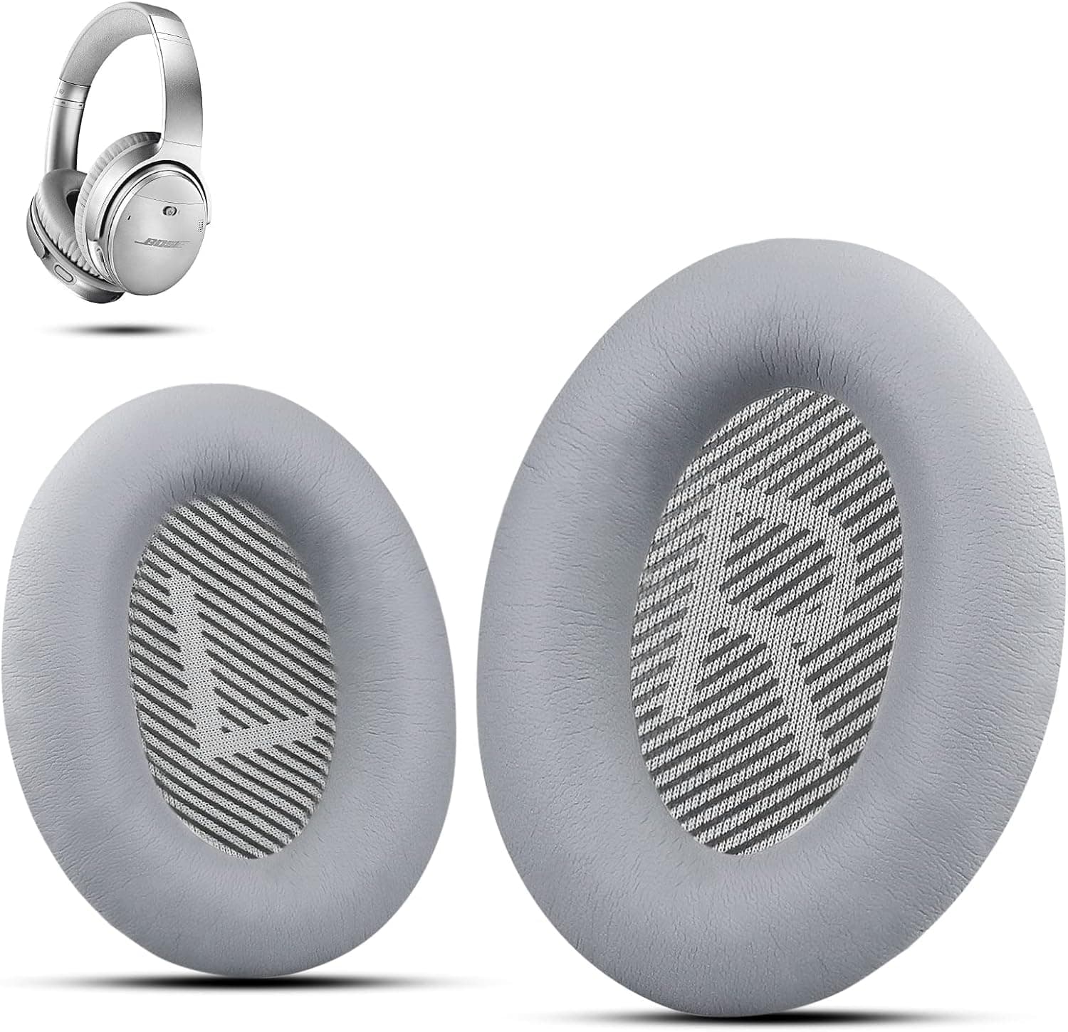 Premium Ear Pad Replacement for Bose Headphones Earpads, Compatible with Bose QuietComfort 35 ii /QC35 /QC25 /QC2 /QC15 /Ae2 /Ae2i /Ae2w /SoundTrue & SoundLink, by Krone Kalpasmos – Silver
