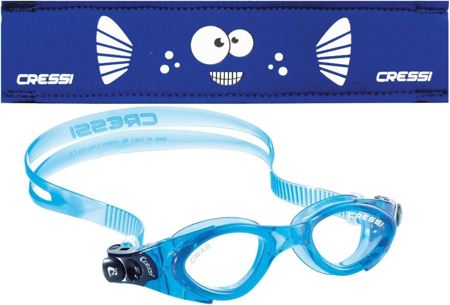 Cressi Crab Ultra Soft Kids Swim Goggles with Easy Adjustable Buckle System - Made in Italy, With Neoprene Stap Comfort