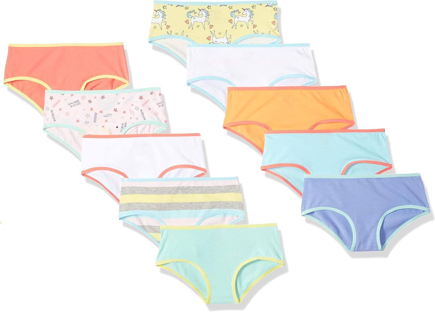 Spotted Zebra Girls' Bikini Underwear, Multipacks